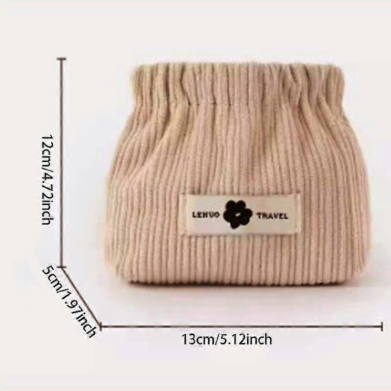 Automatic Closing Snap Closure Lipstick Bag Portable Corduroy Storage Small Bag Large Capacity On-the-Go Simple Makeup Bag