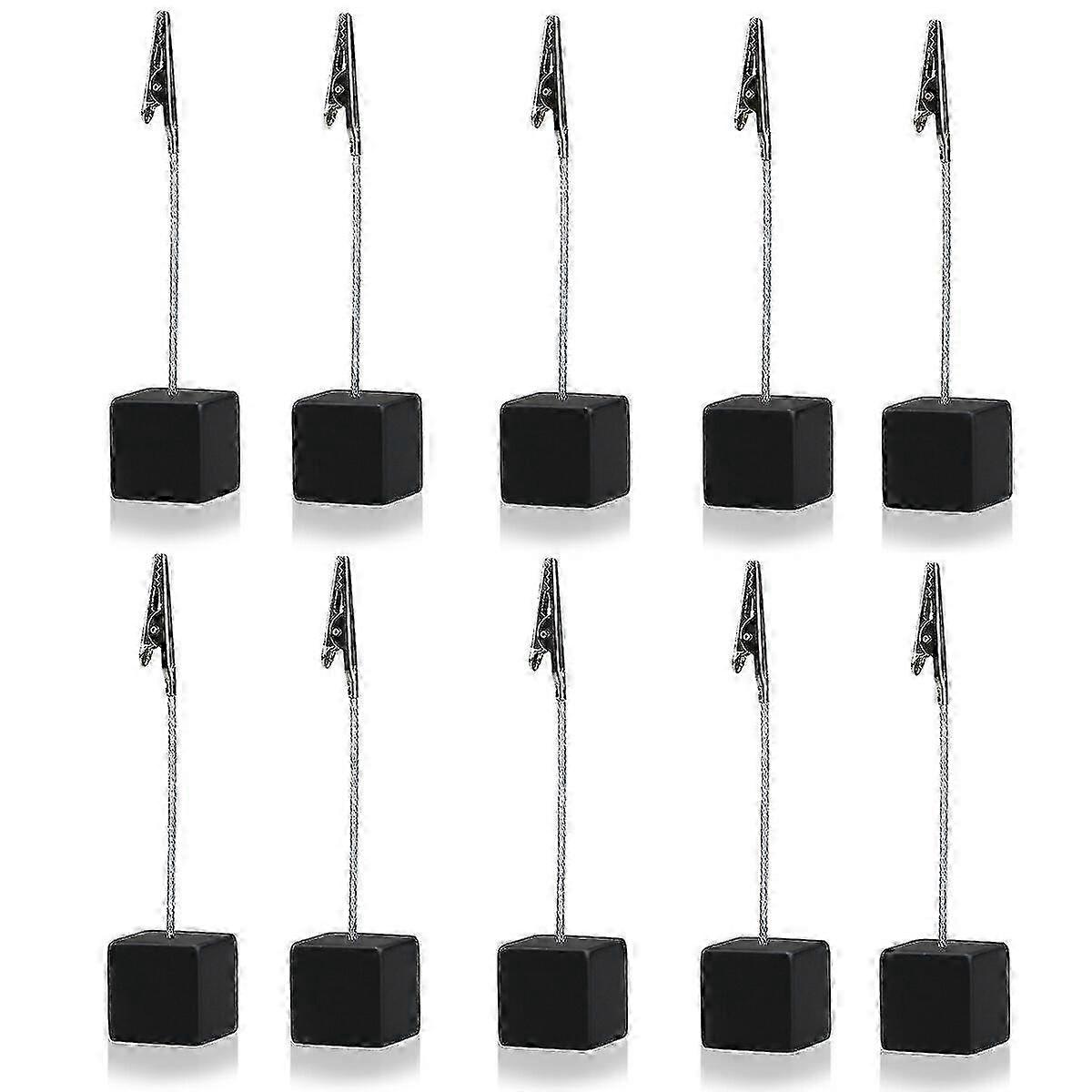 מחזיק תמונות תזכיר 10 יחידות - עיצוב בסיס קובייה לארגון משרדי (שחור)