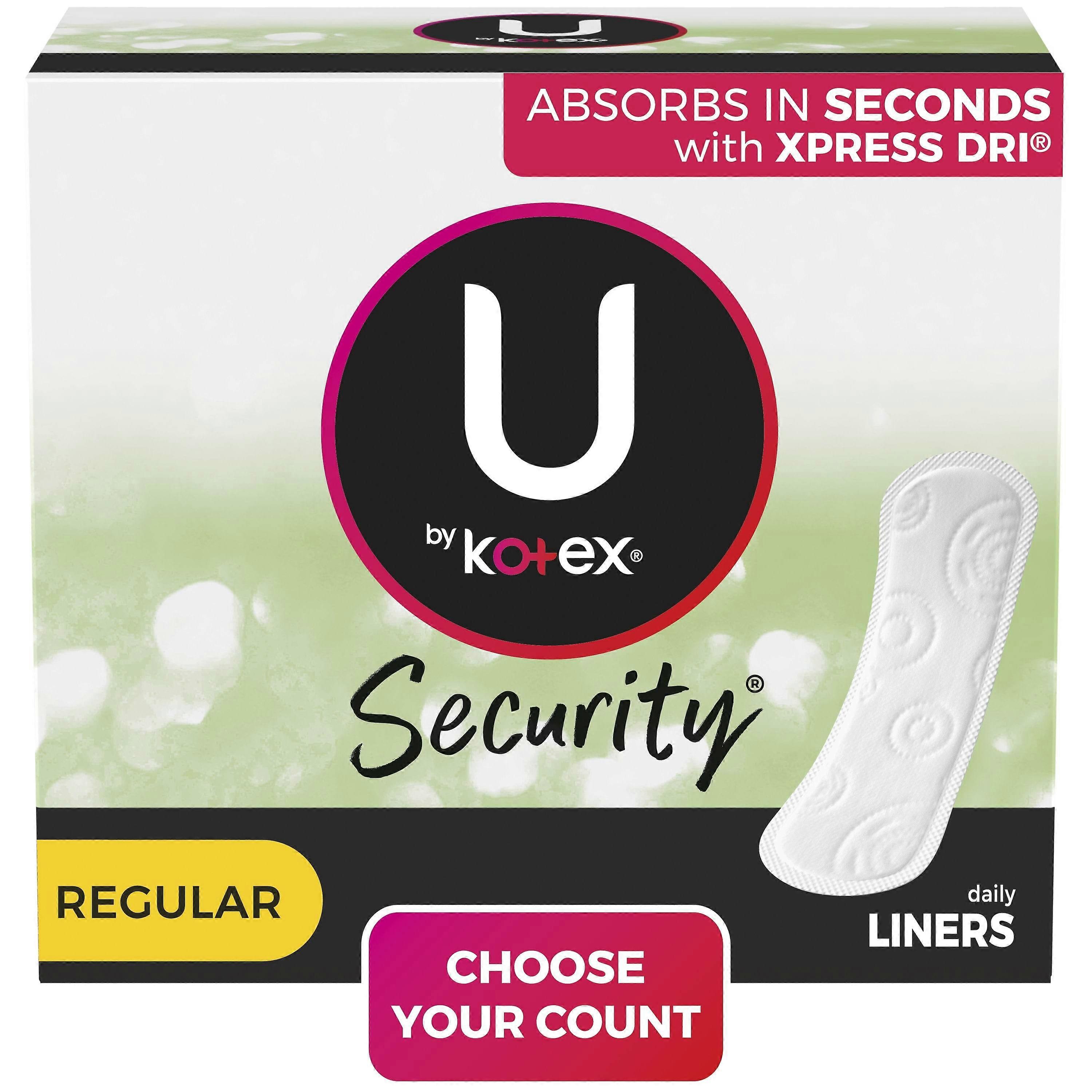 Kotex U Security Lightdays Panty Liners, Light Absorbency, Regular, Unscented, 129 Ea