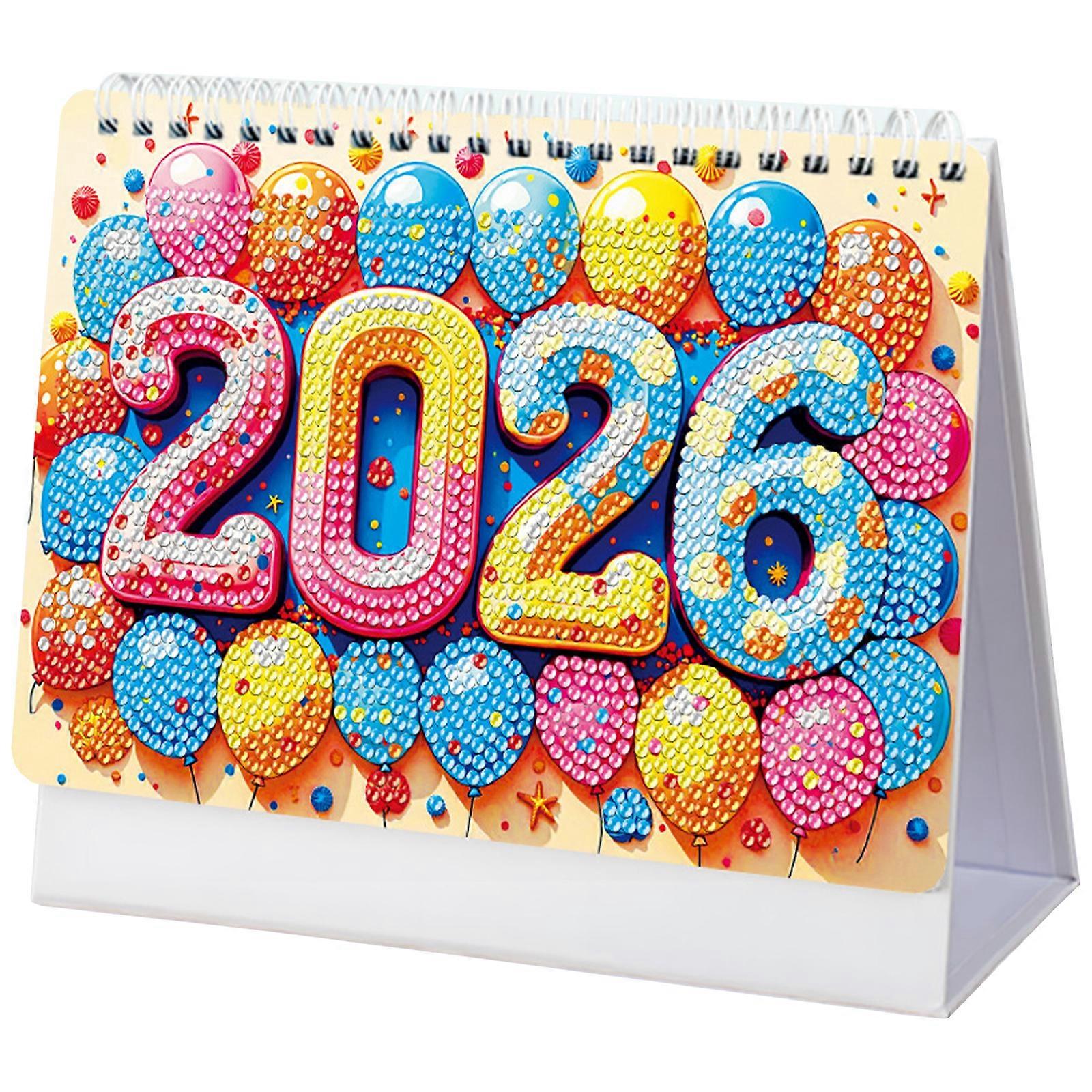 Glittering Desk Organizer 2026 Resin Desk Calendar Stylish Organizational Tool For Modern Productivity Enthusiasts Use Multicolor