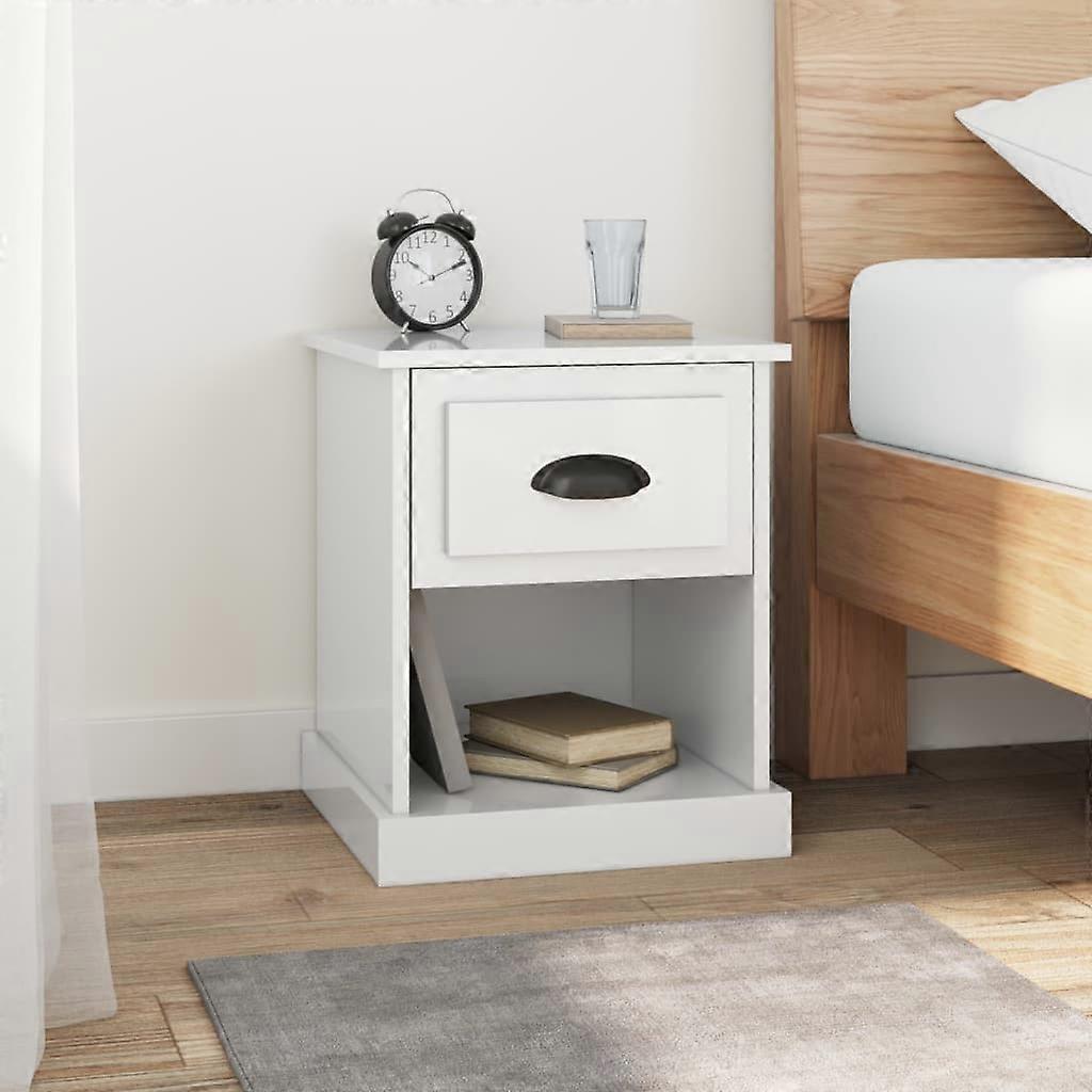 Bedside table high-gloss white 39x39x47.5 cm wood-based material