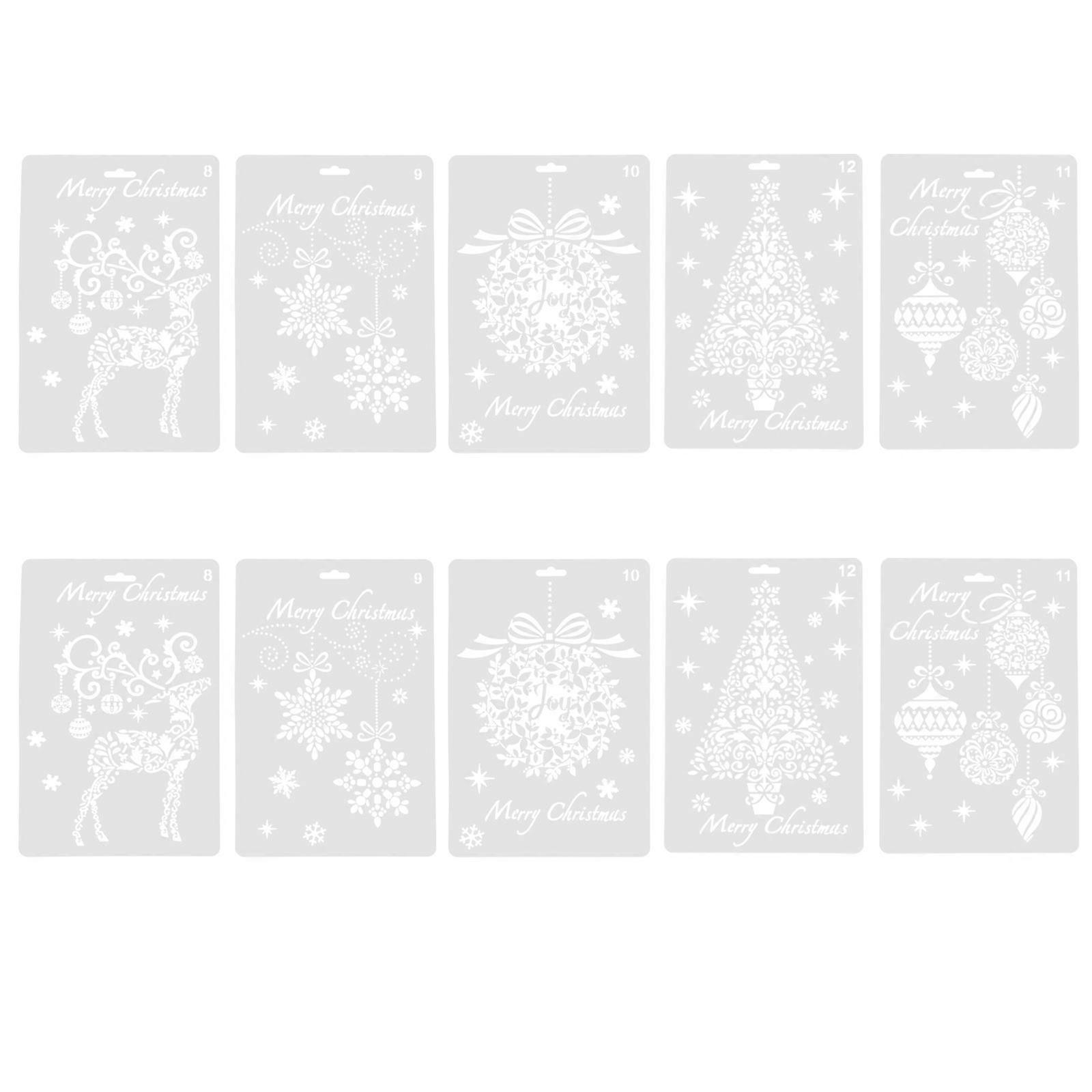 10pcs Christmas Themes Plastic Painting Stencil Delicate Pattern Drawing Templates