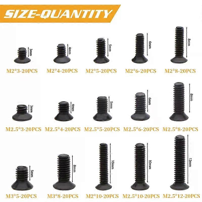 300/360Pcs M2 M2.5 M3 KM Screw Flat Head Phillips Screws Laptop Notebook Screws Set Kit For Computer Notebook Small Screw Kit