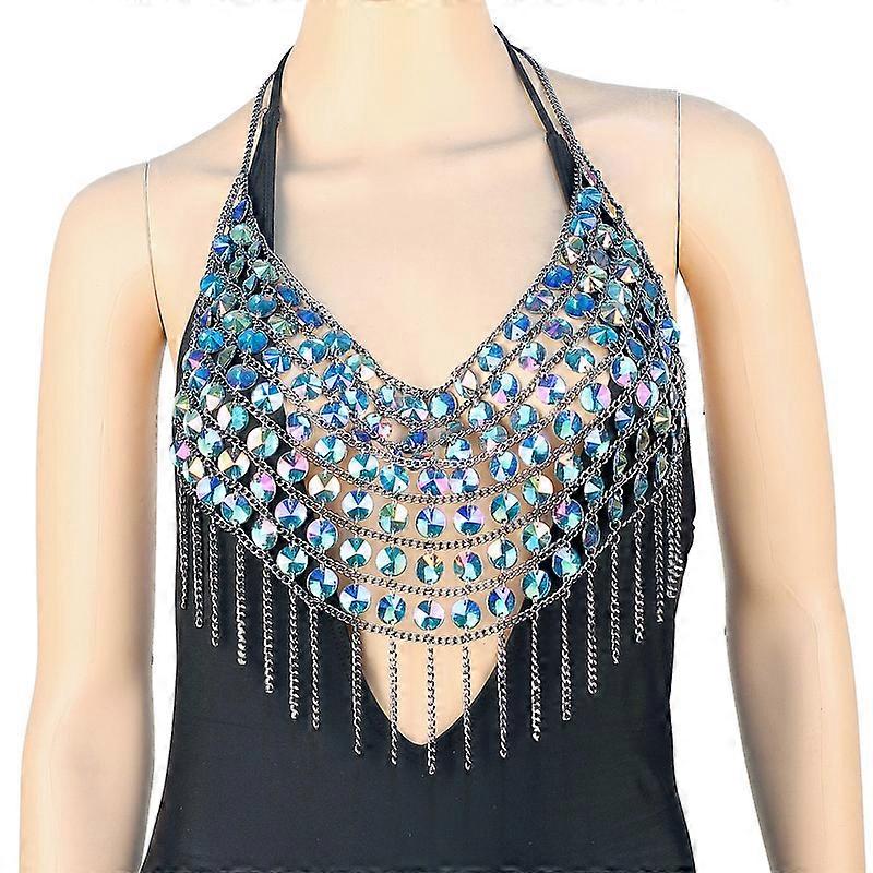 Classical Fringe Necklace Jewelry for Women Sexy Multi-layer Beaded Body Chain Carnival Dancing