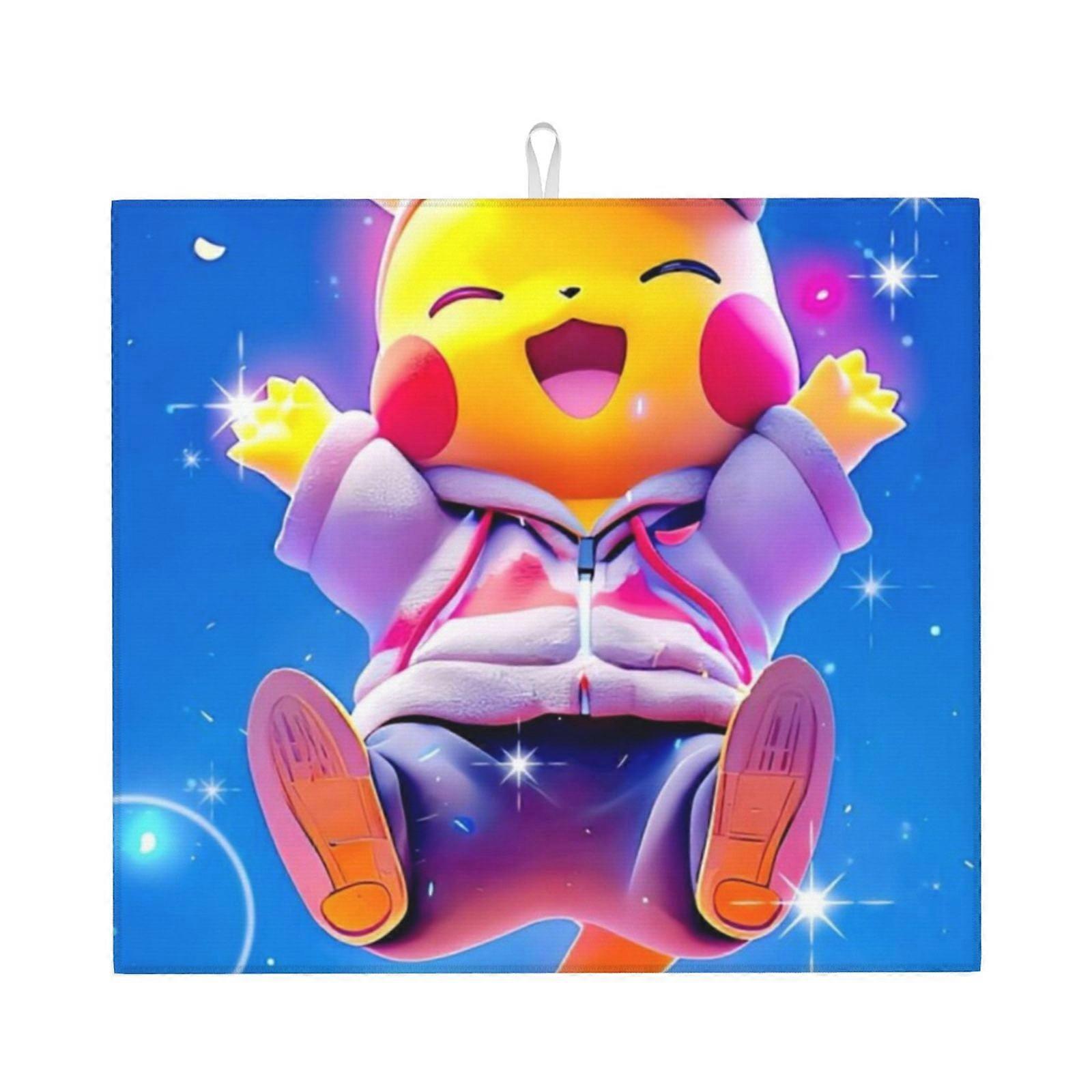 Po-Ke-Mon Dish Drying Mat For Kitchen Counter, Microfiber Dish Mat, Fast Absorbent Draining Pad