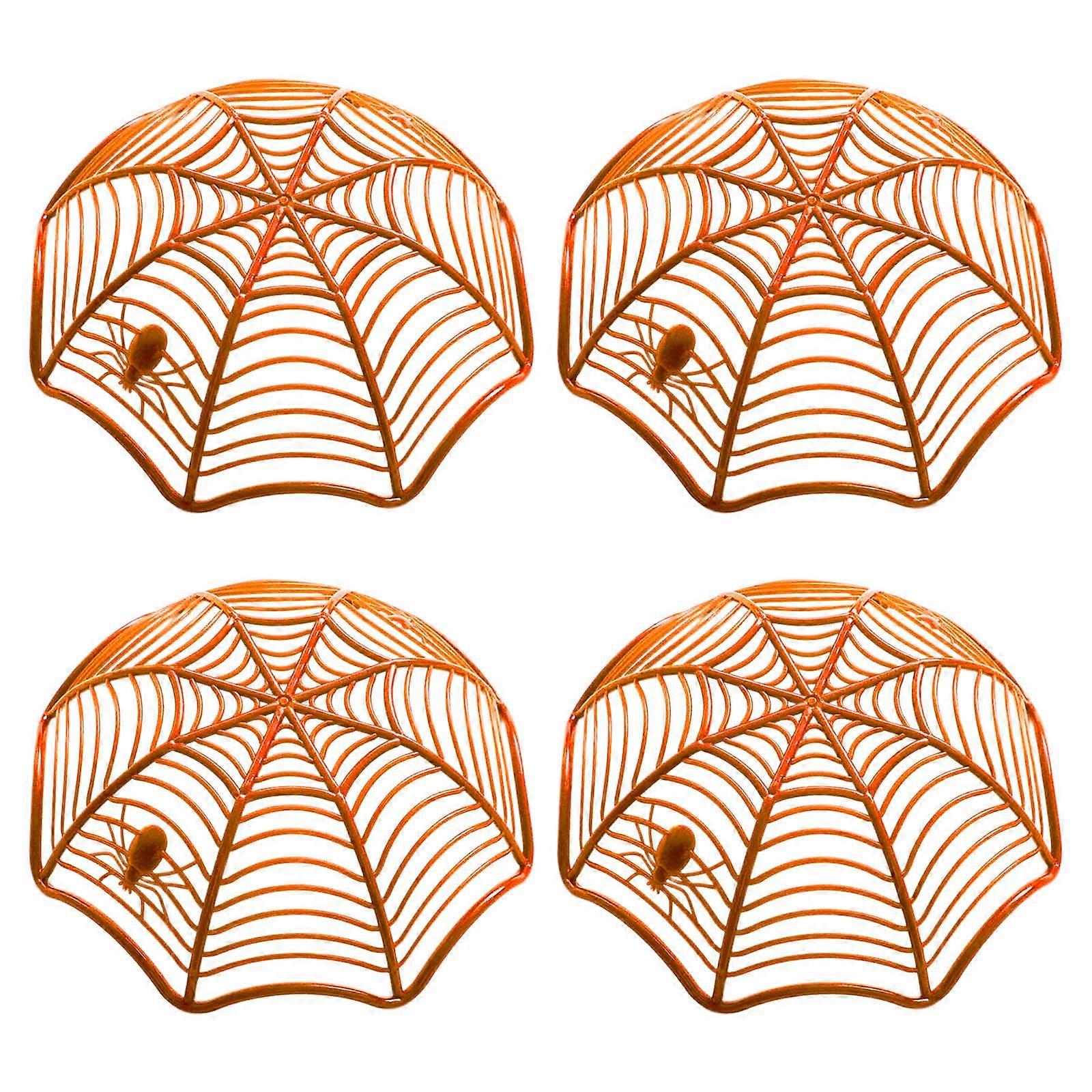 Pack of 4 Delicate Spiderweb Candy Basket Versatile Candy Storage Basket Container Practical Tray Set for Snack Fruit  Orange