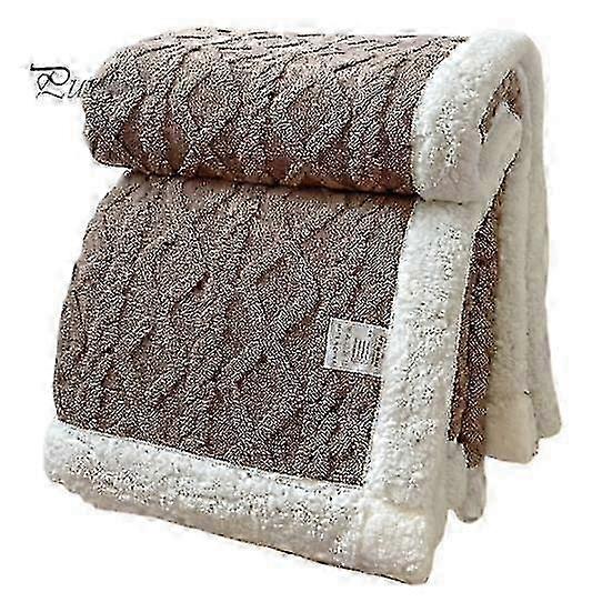 Winter Thickened Blanket Double-sided Fluff Plush Double-layer 3D Jacquard Solid Color Office Nap Dormitory Home Bed Sofa Travel Cozy Warm B