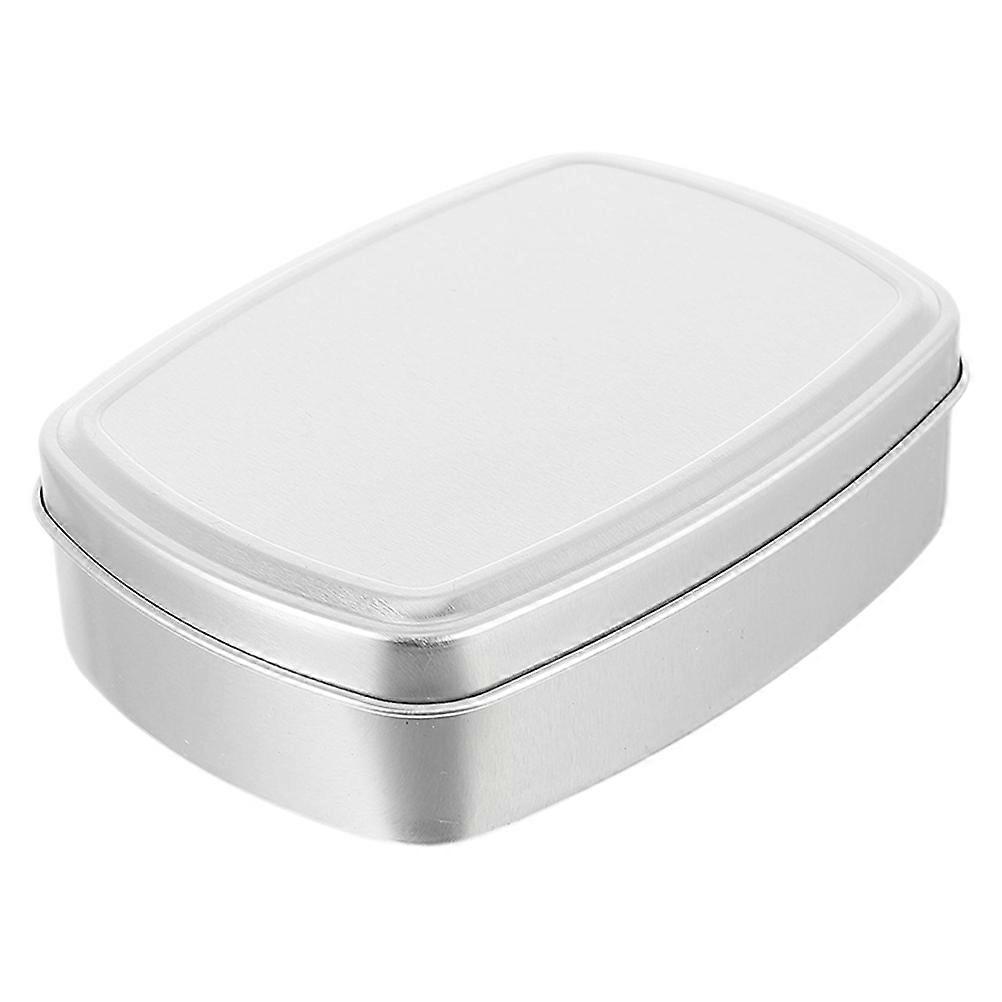 Storage Box Aluminum Soap Box Square Container for Outdoor Camping Silver 1Set