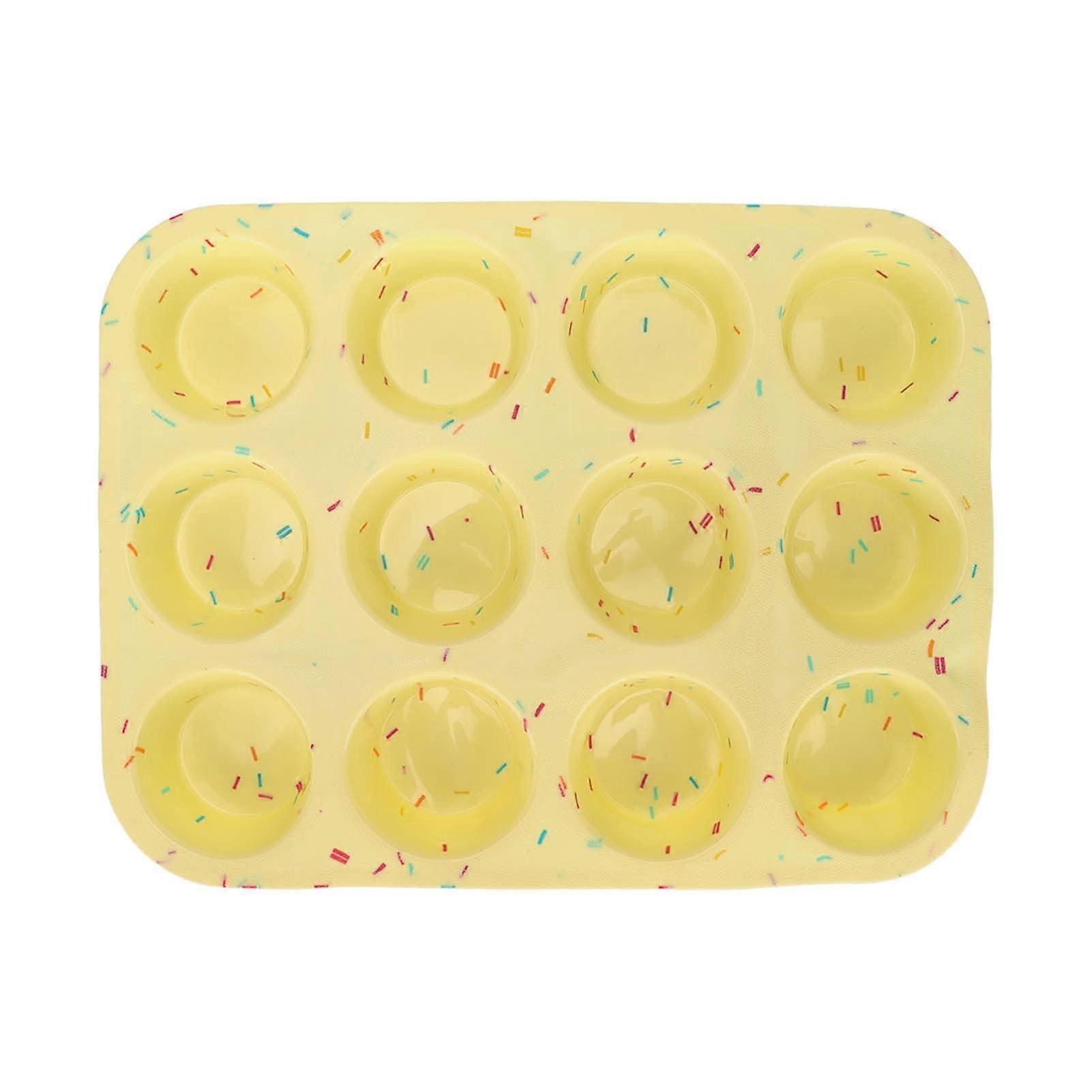 Silicone Cake Molds with 12 Round Compartments for Baking Easter Eggs in Kitchen or Restaurant