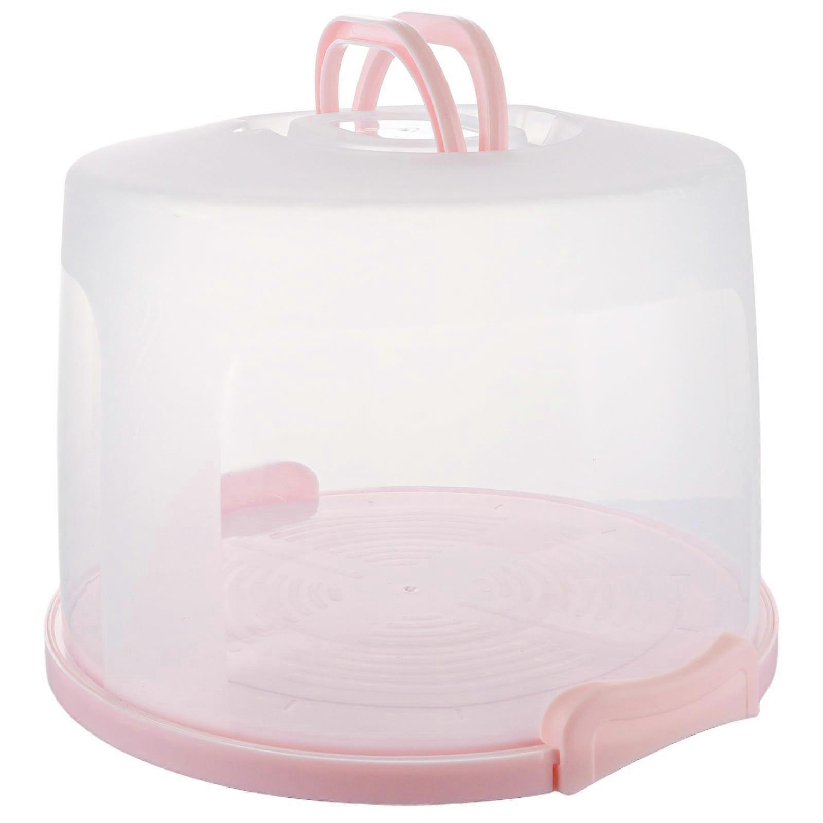 10 Inch Cake Carrier with Handle and Lid, Airtight Tall Plastic Cake Storage Box for Parties – Pink