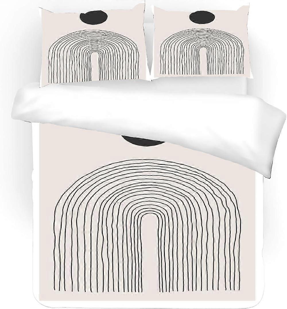 Bohemian Medieval Striped Arch Full Size Duvet Cover Set 3PCS with Pillowcases Zipper Closure