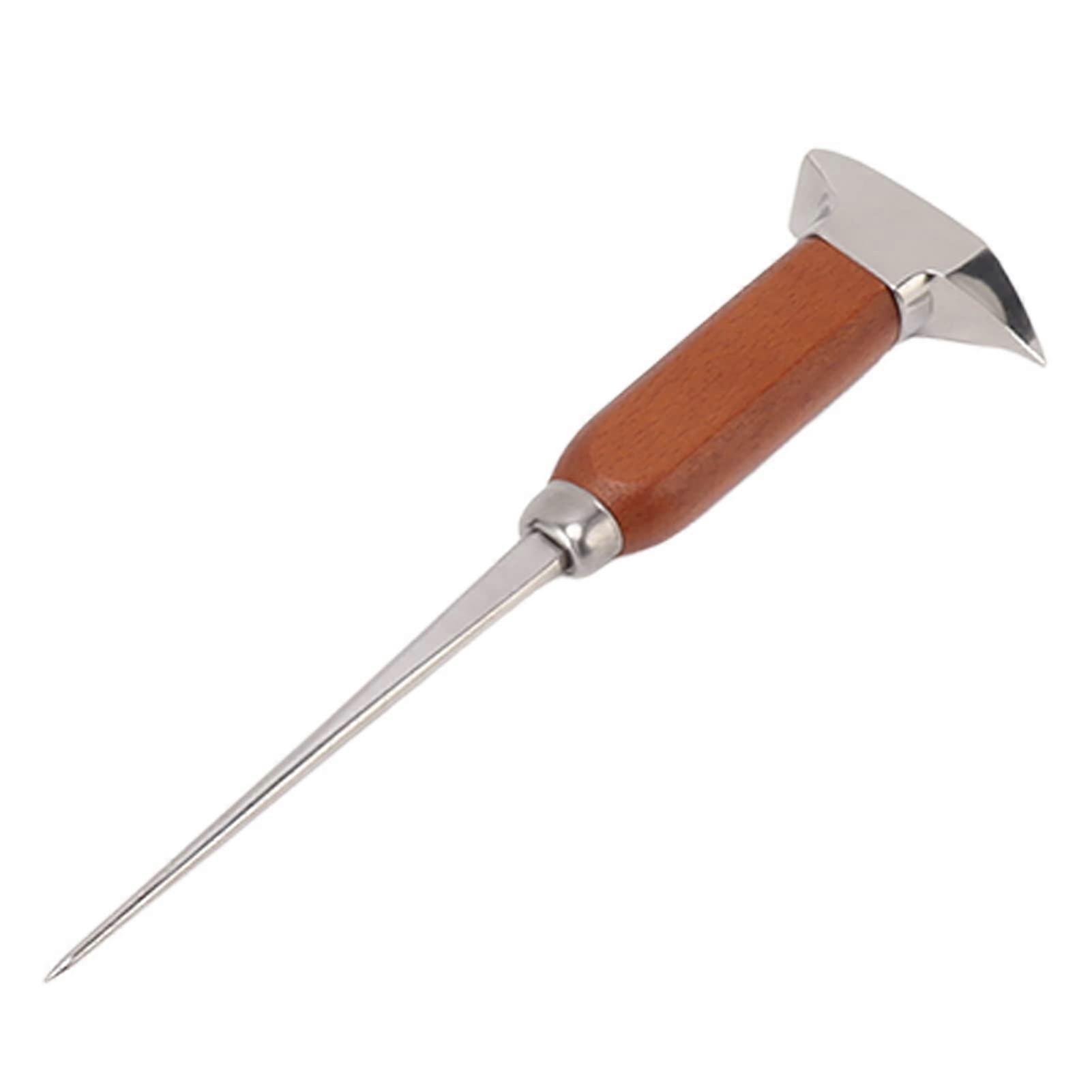 Stainless Steel Ice Pick and Chisel with Ergonomic Wooden Handle for Efficient Ice Breaking