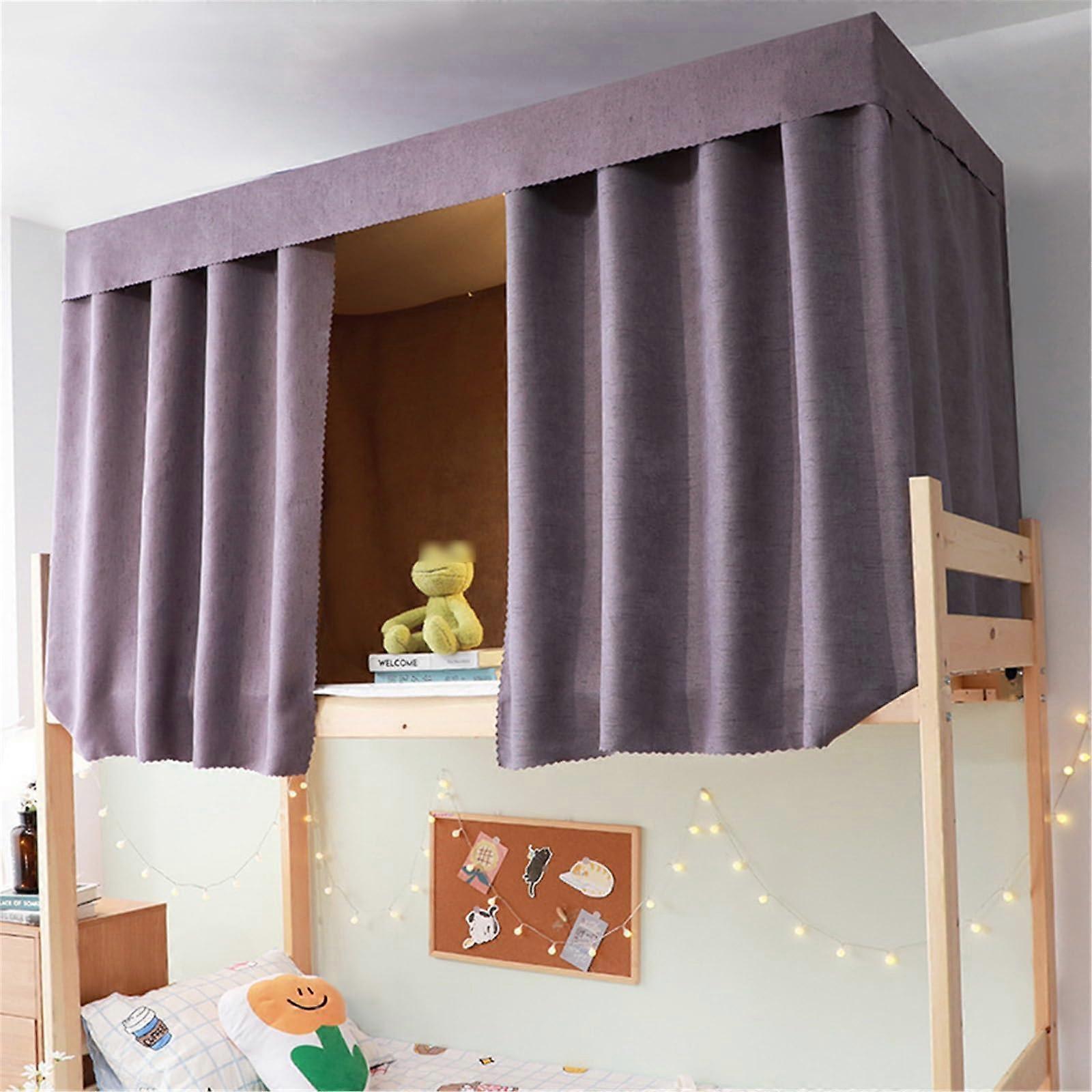 Bunk Bed Curtains Blackout Privacy for Dorms, Light Blocking and Durable, 1.2M Purple Grey