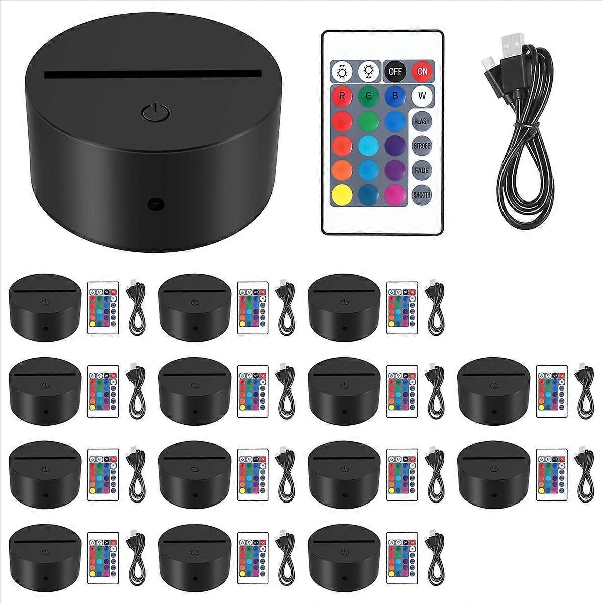 15 Sets 3D Night LED Light Remote Control USB Light Base for Acrylic