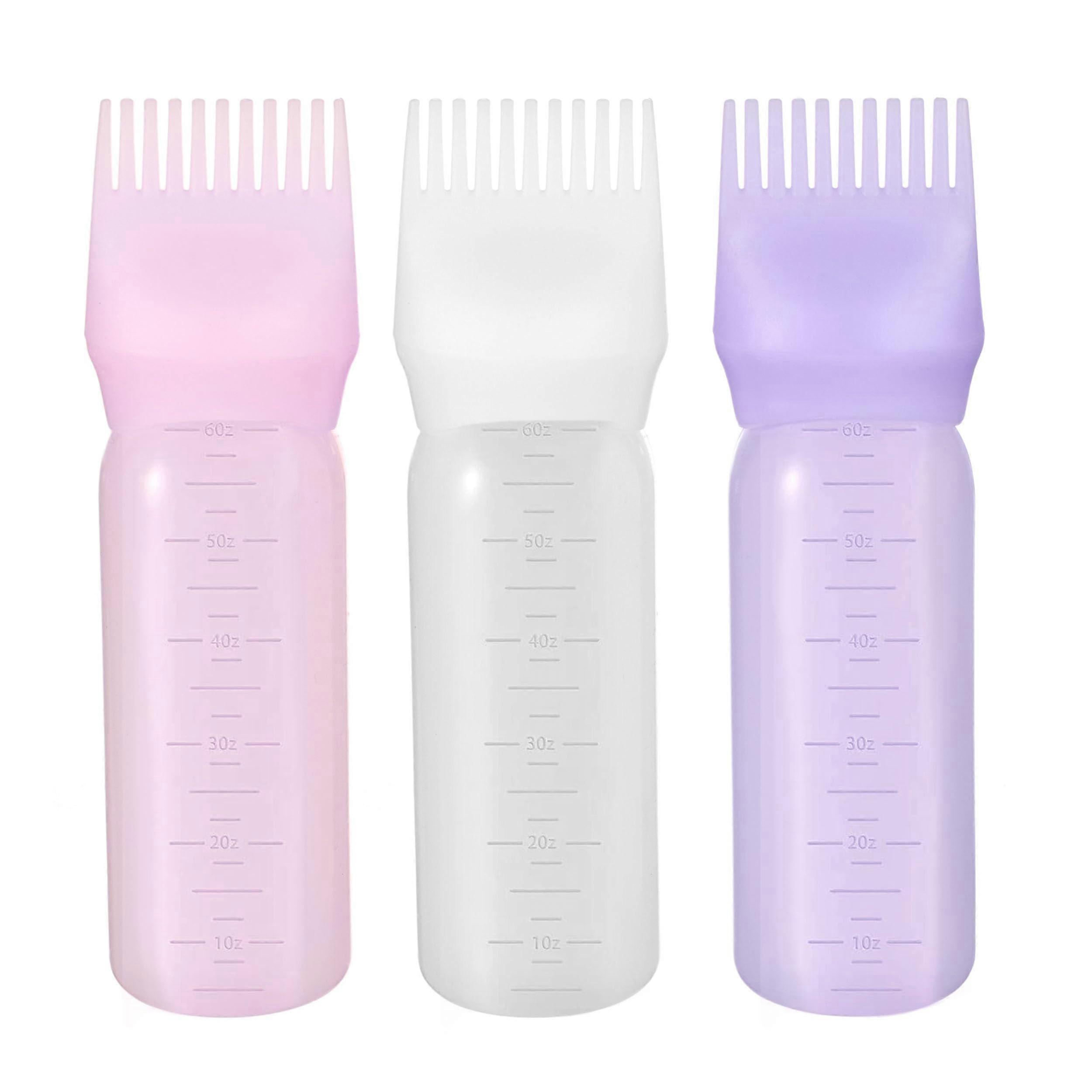 3 Pack Hair Dye and Hair Oil Applicator Bottles with Precision Comb Tip, Refillable and Reusable