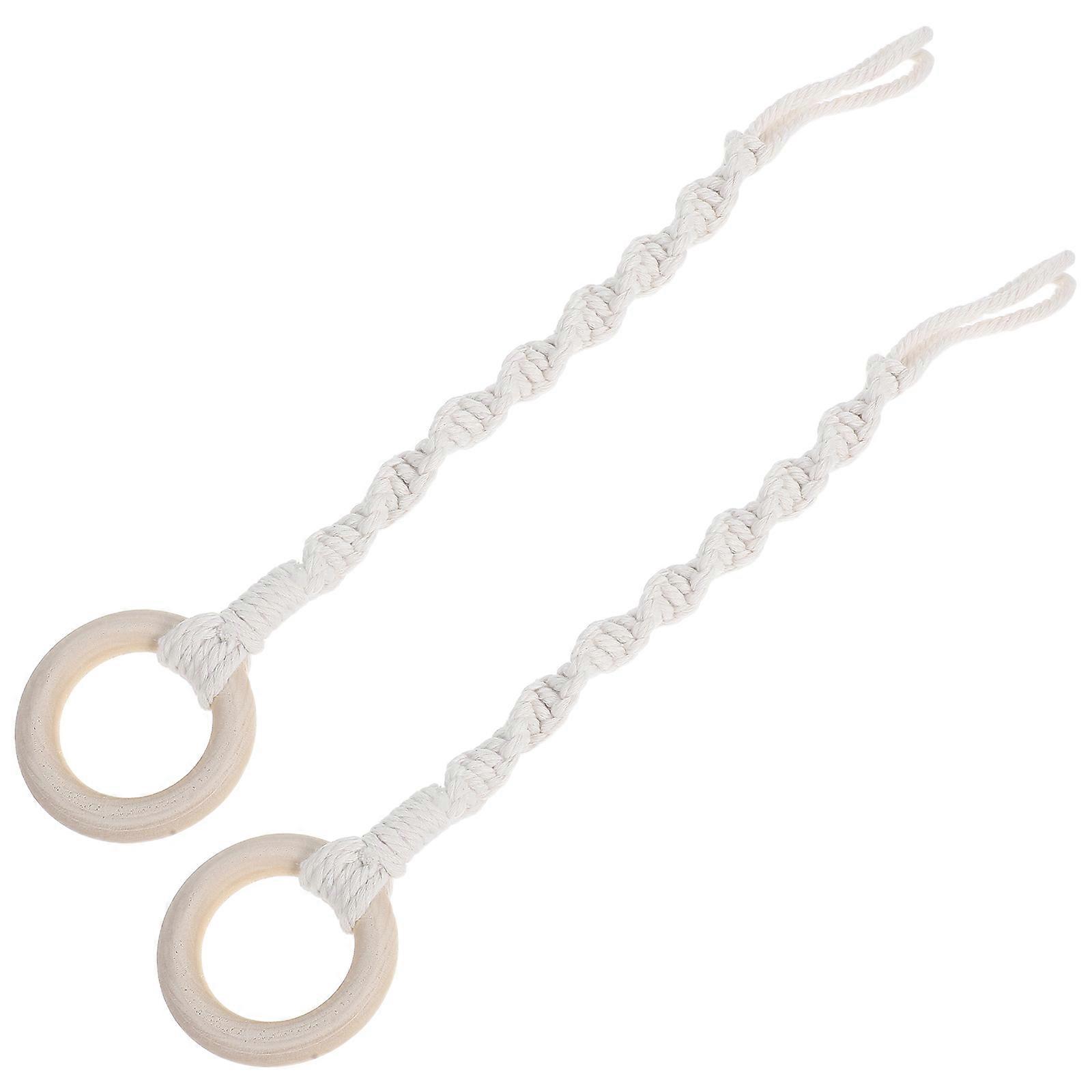 Handmade Macrame Plant Hanger Extender with Cotton Rope 2Pcs Beige