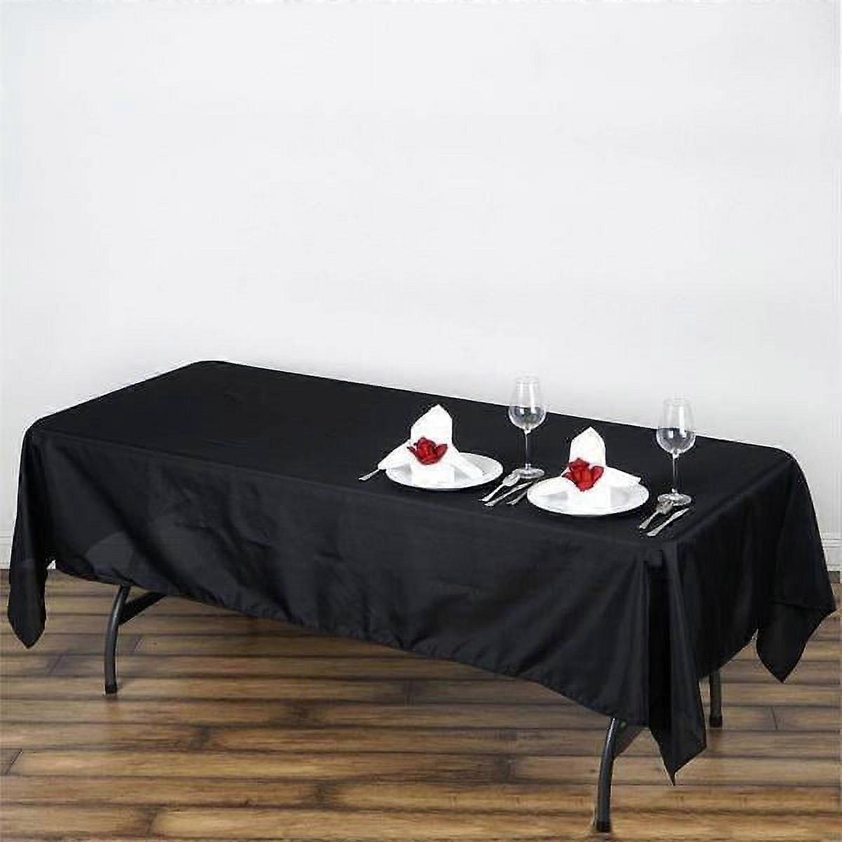 BalsaCircle 60" x 102" Polyester Rectangular Tablecloth Black