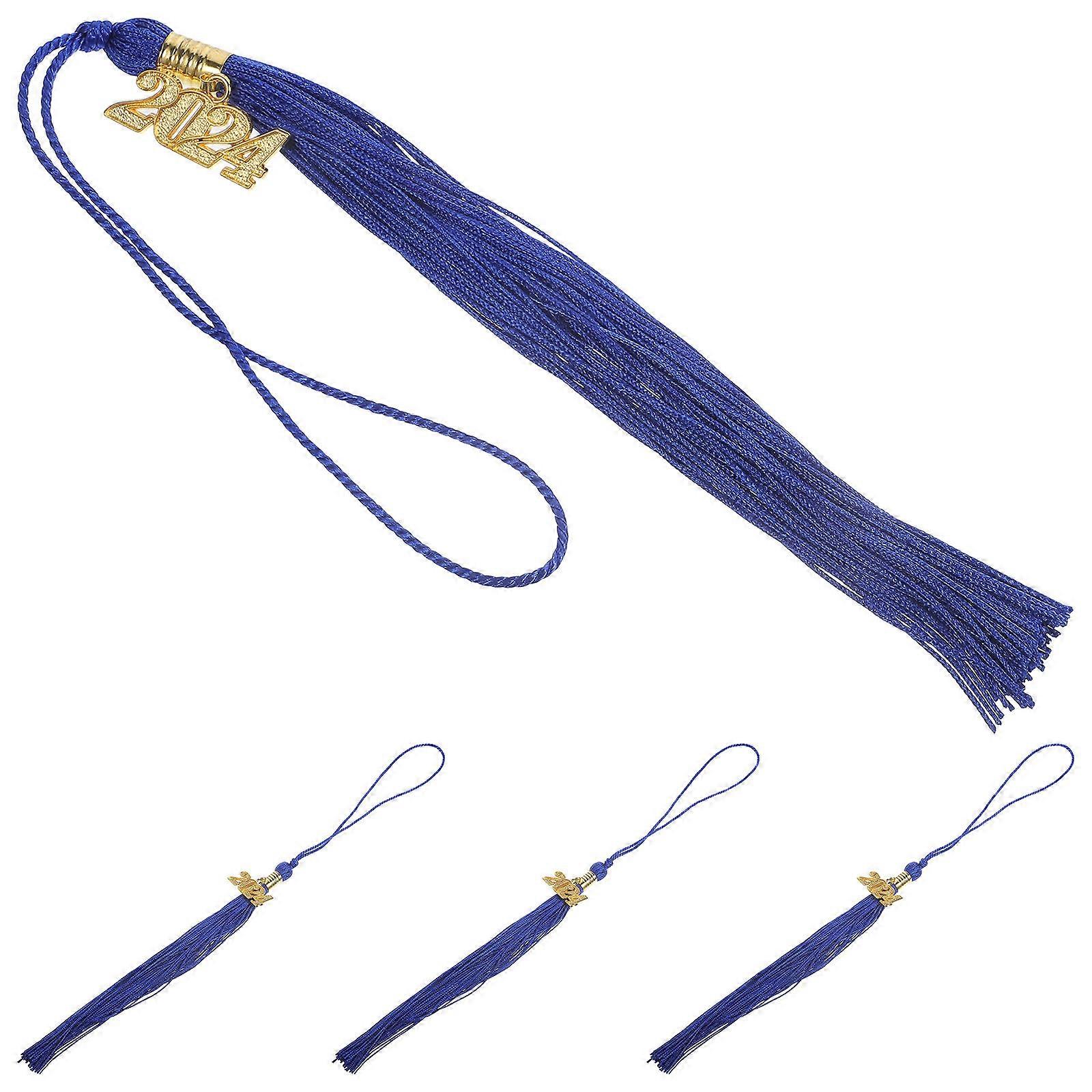 Graduation Hat Tassels Accessories for Ceremony 4Pcs Blue Polyester Material