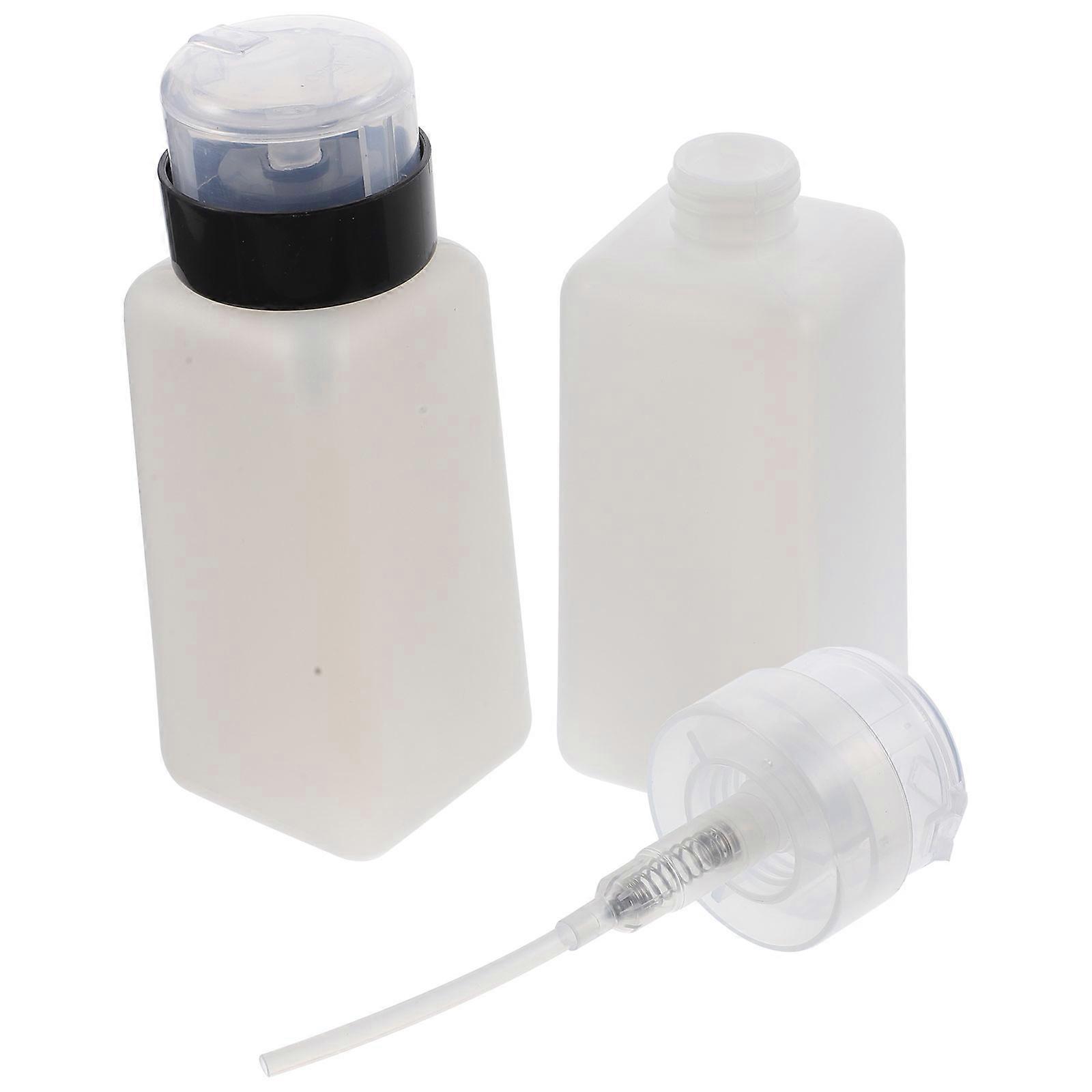 Refillable Pump Bottles Manicure Pump Bottles for Salon Use with White Plastic Material Empty Pressing 2Pcs
