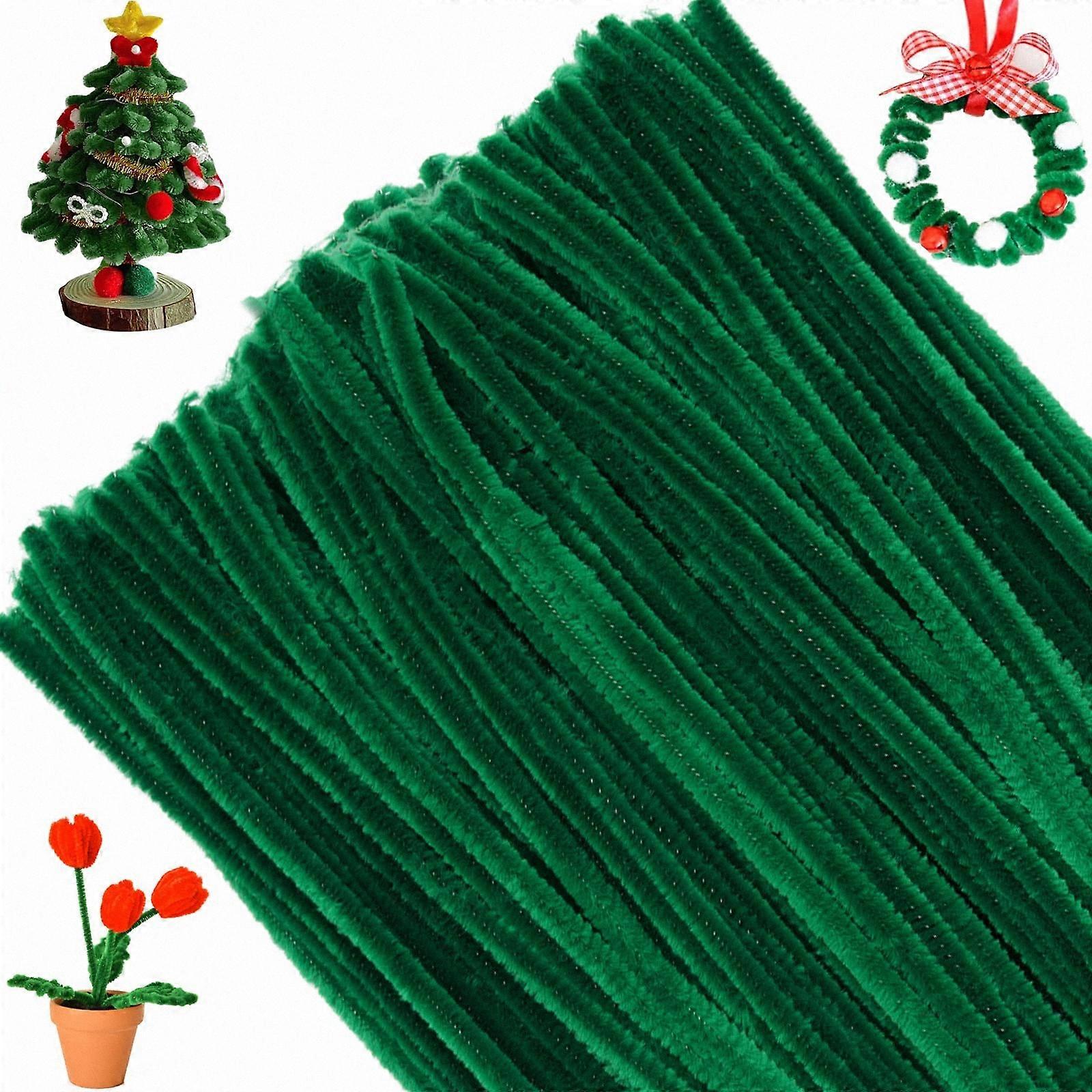 100 Pack Chenille Stems for Crafts - 6mm x 30cm Assorted Colored Fuzzy Wire Twist Ties for DIY Projects and Pipe Cleaning