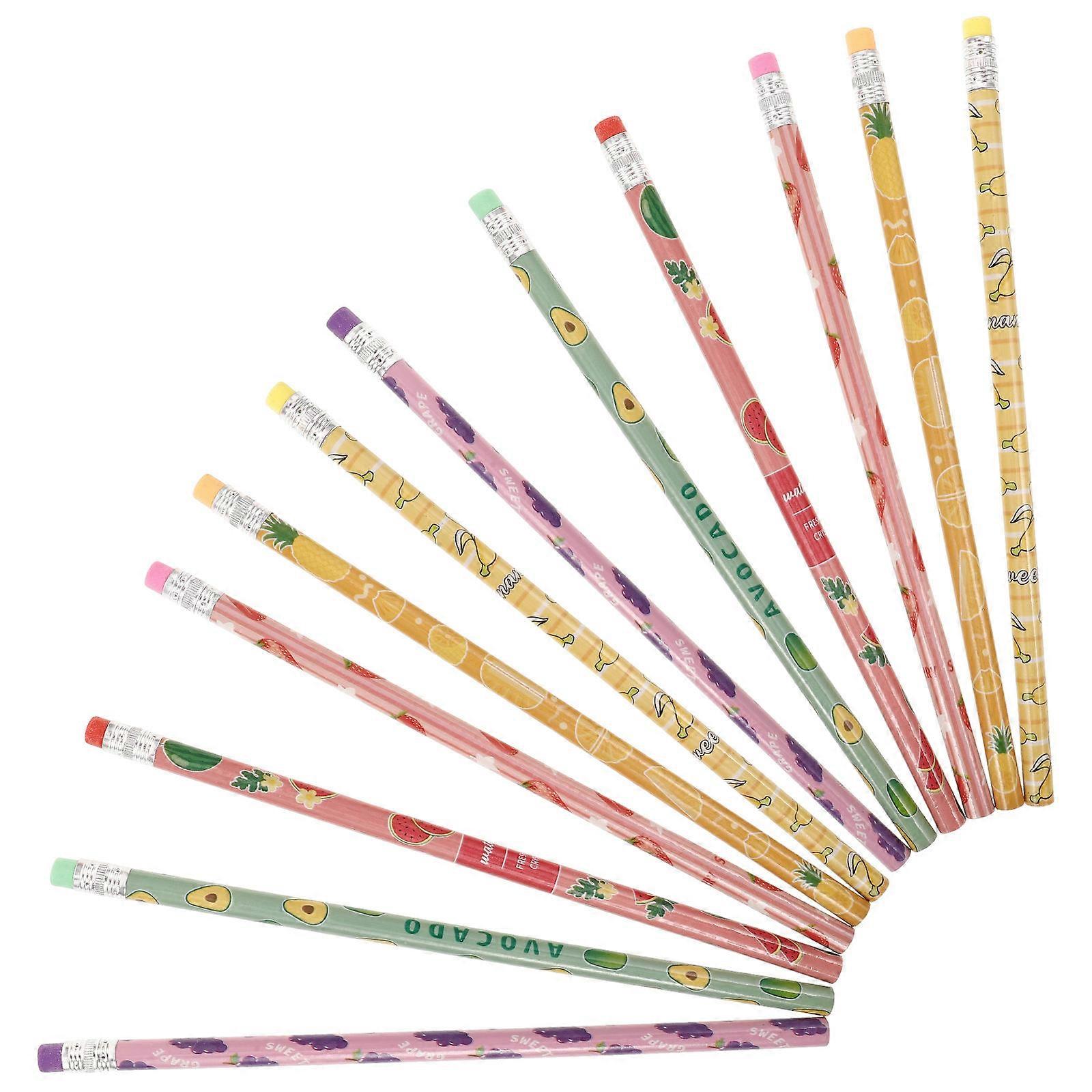 Fruit Pattern Wooden Pencils for Kids Learning and Drawing 24Pcs Set