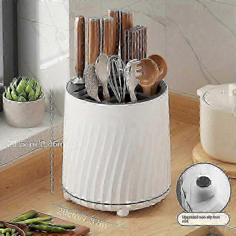 Compact Rotating Kitchen Organizer with Utensil Drainer and Multifunctional Caddy
