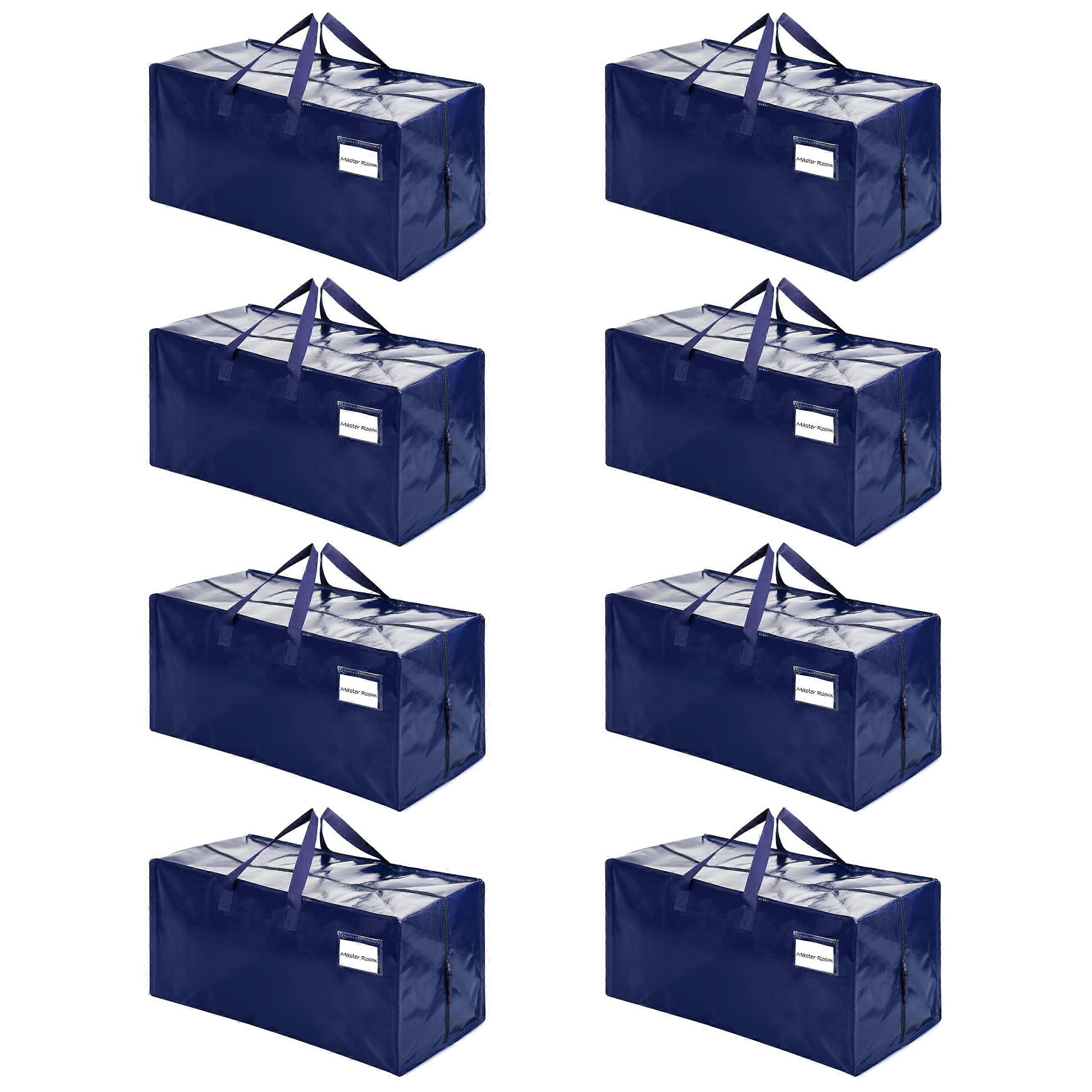 8 Pack Heavy Duty Moving Bags with Backpack Straps, Large 23Gallon Storage Totes for Clothes and Bedding, Blue
