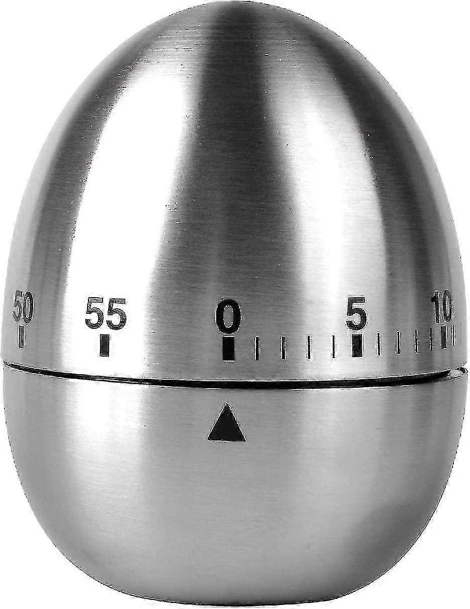 Stainless Steel Egg Shaped Kitchen Timer Mechanical Rotary Alarm 60 Minute Cooking Countdown Timer