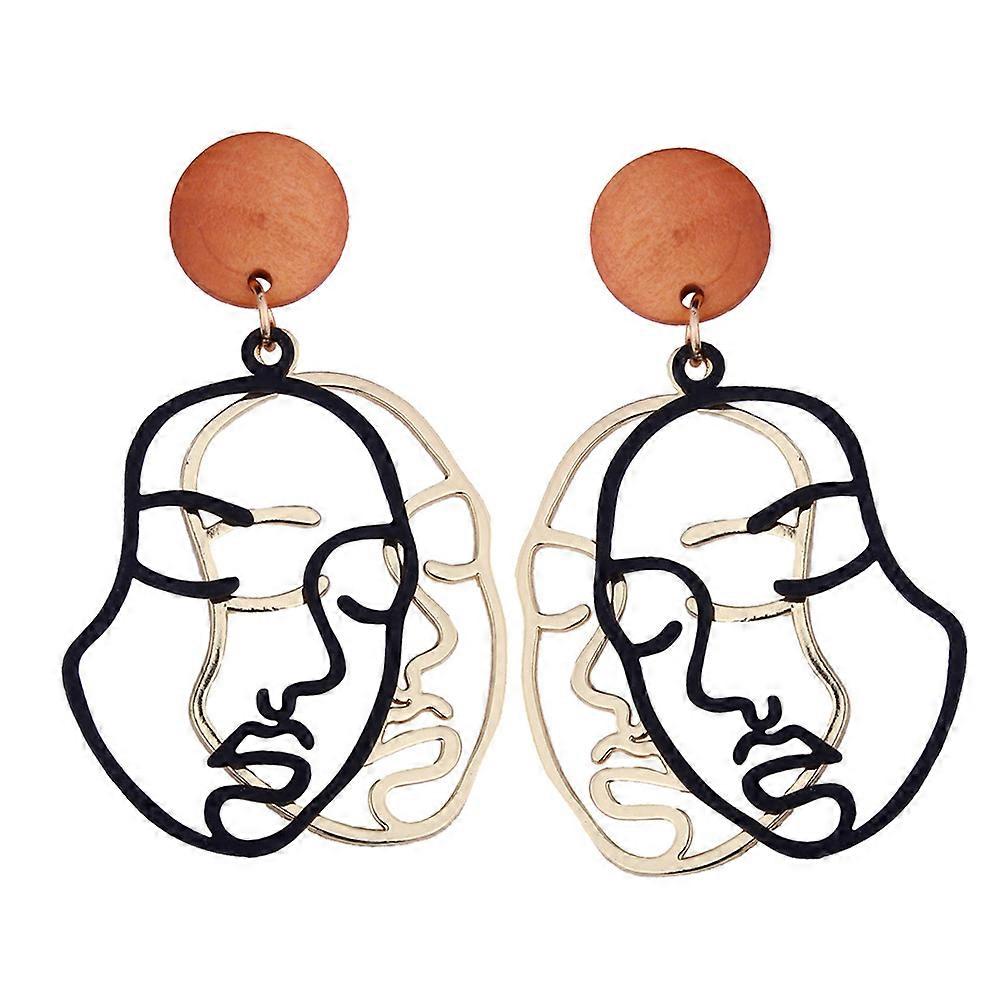 Unique Dangle Earrings Abstract Character Face Shape For Ears Creative Ear Accessory Black 6x27cm Accessories 1Pair