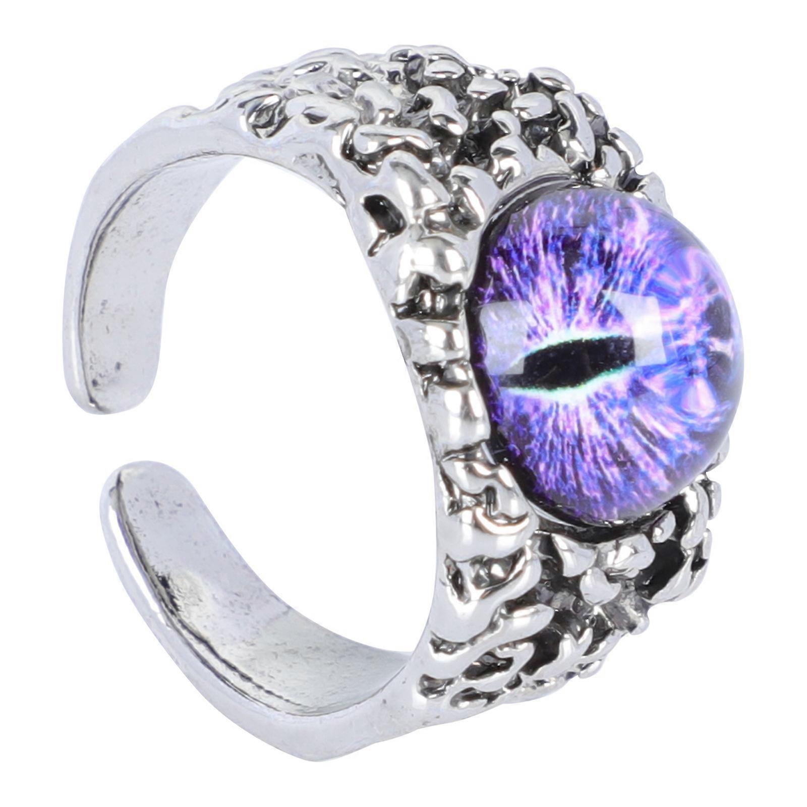 Purple Evil Eyeball Open Ring Adjustable Ring for Dressing Unisex Accessory