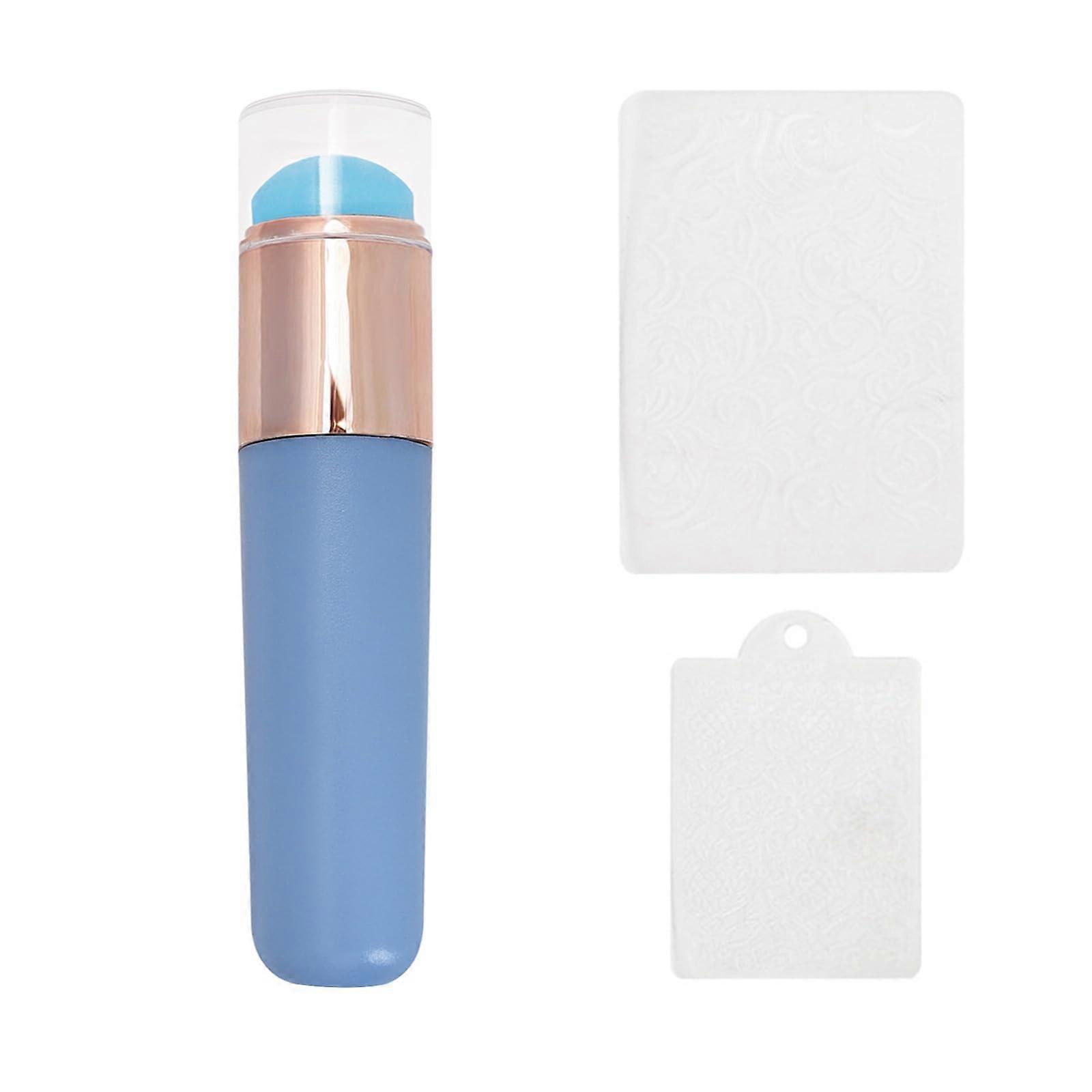Nail Art Silicone Brush and Powder Applicator for Precise Gradient Blending, Clear Reusable Design