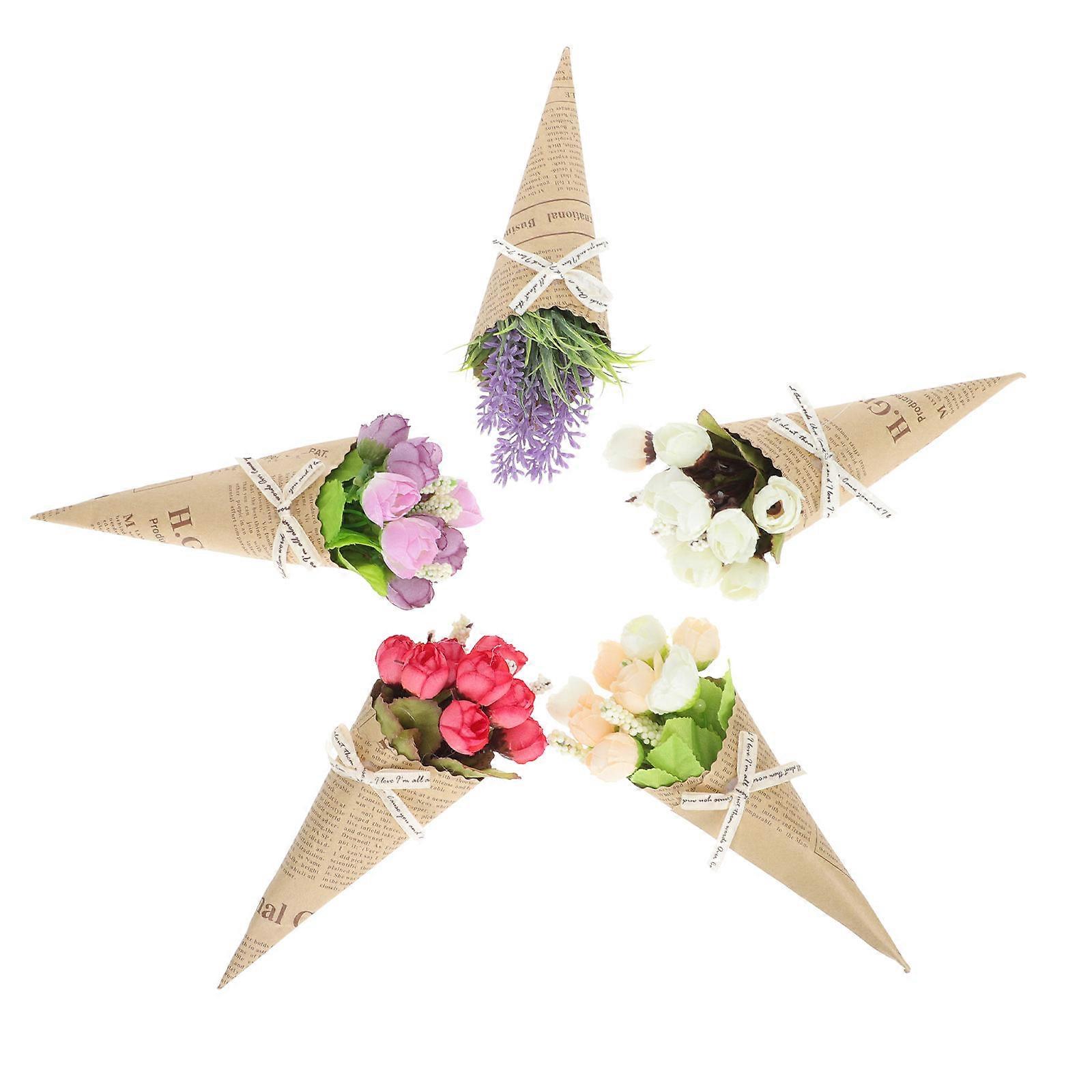 Simulated Flower Ornaments for Decor 5Pcs Artificial Flower Bouquets