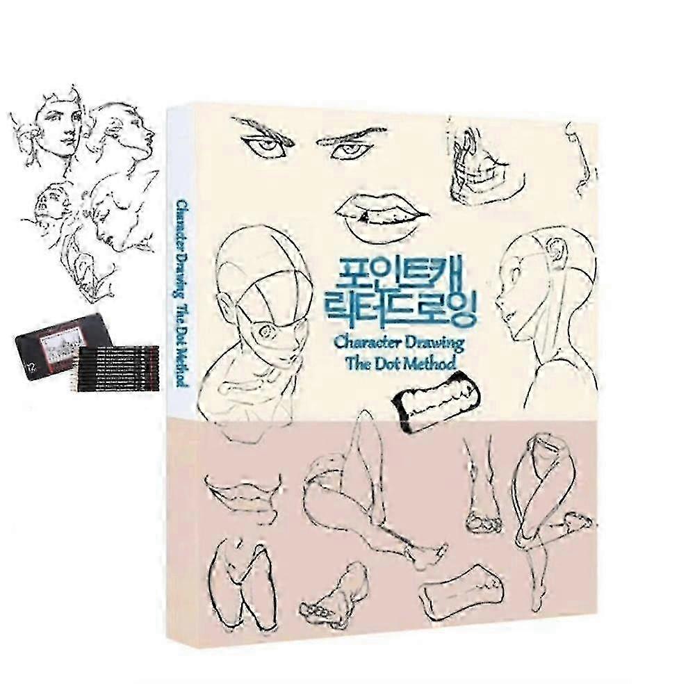 2025 Character Drawing Secrets+Character Drawing:The Dot Method Set with 12pcs Pencils
