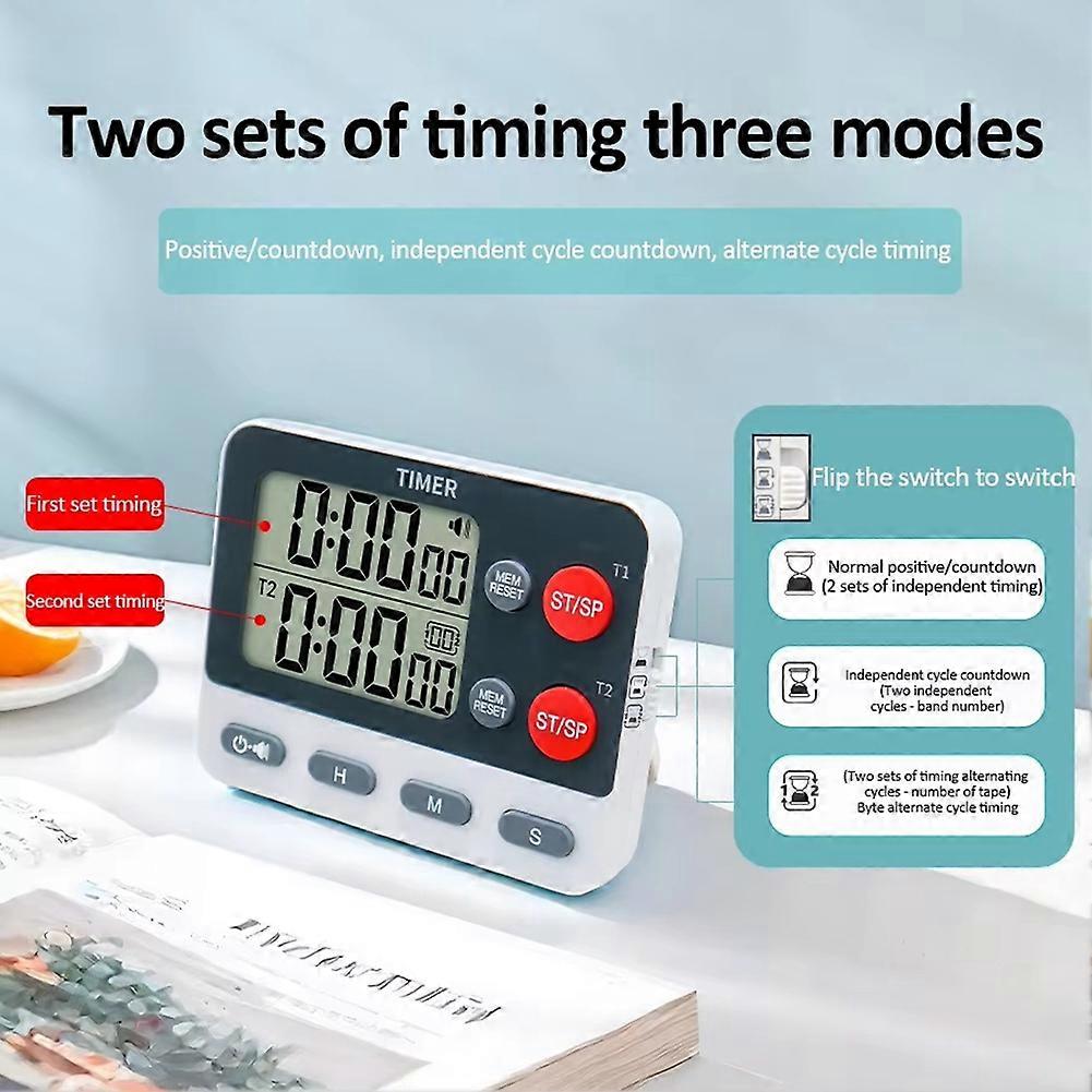 Digital Kitchen Dual Group Cycling Timer Three Timing Options,Mute/Turn Off Memory Function Timer for Cooking Studying