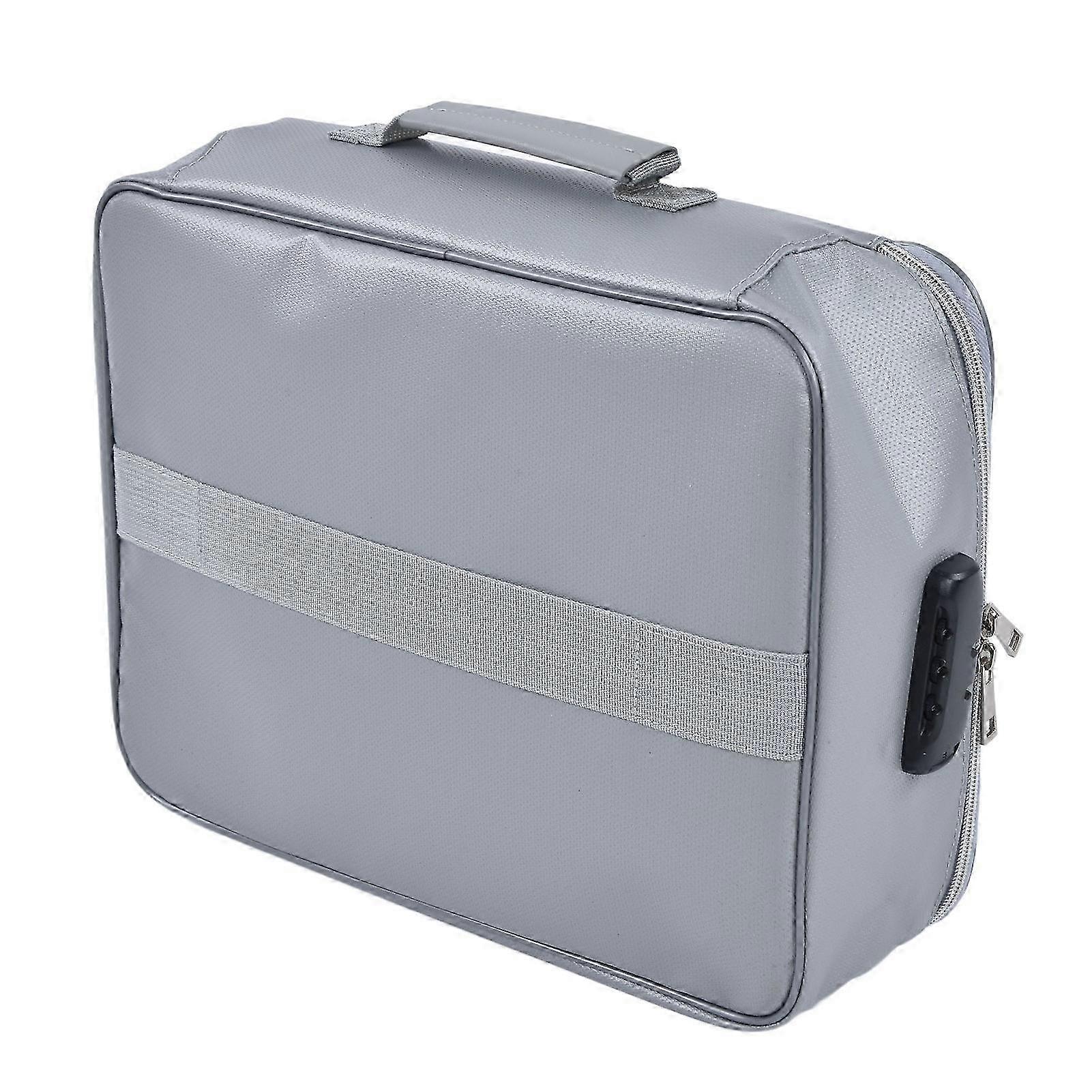 Fireproof Document Bag Pouch Portable File Safe Organizer Large Capacity Storage Box Case with LockSilver