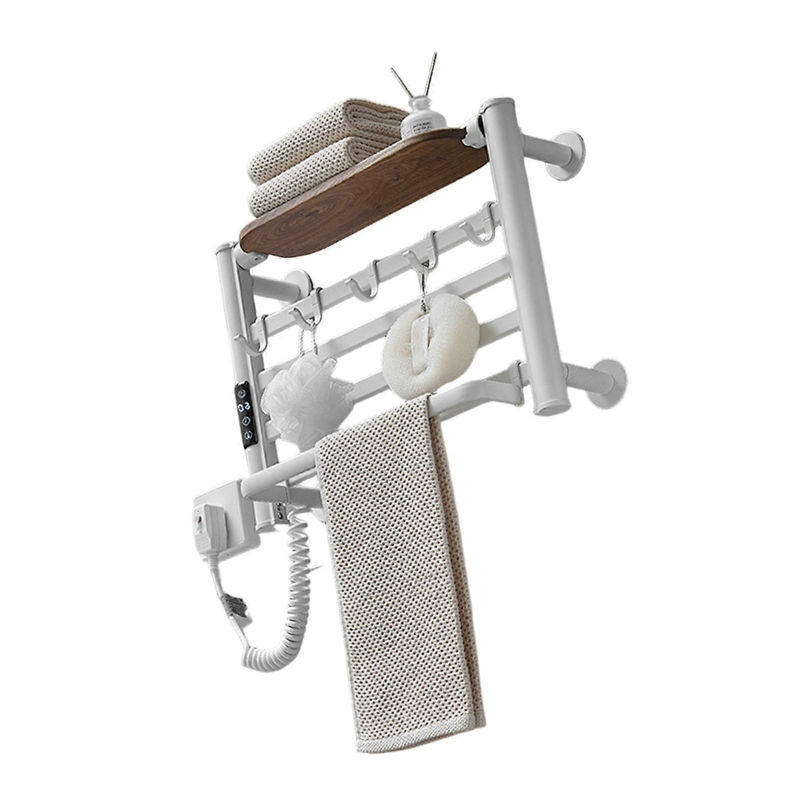 Multifunctional Storage Heated Towel Rack Fast Drying Technology Sturdy Construction Bathroom Solution  White