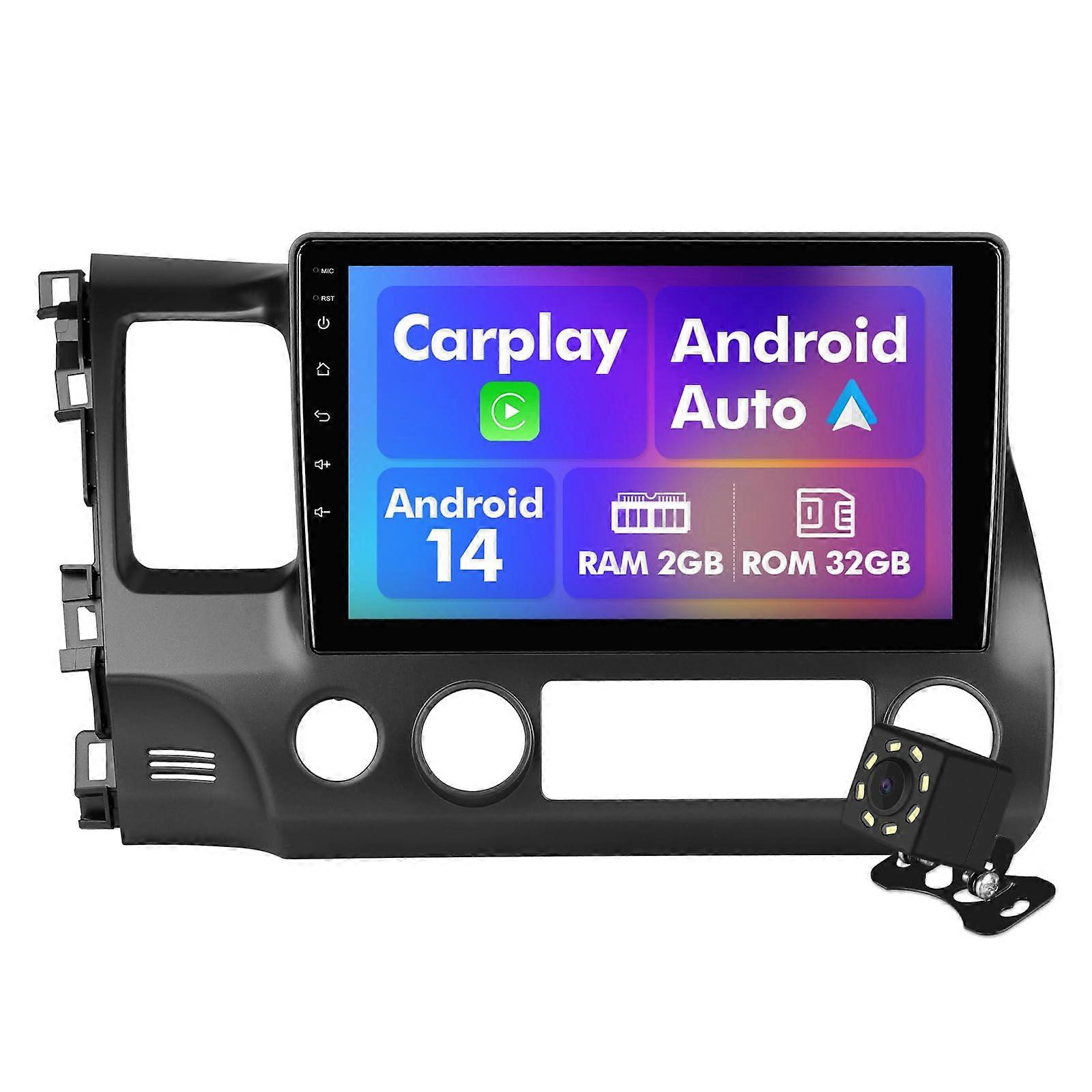 Android 14 Car Stereo for Honda Civic 20062011, 10.1' Touchscreen with Wireless CarPlay, Android Auto, GPS, Backup Camera