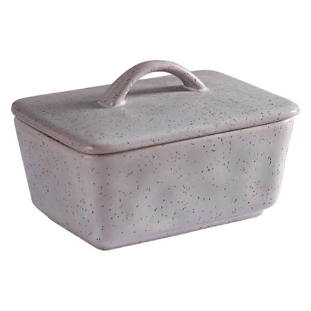Vintage Ceramic Butter Dish with Lid, Medieval Square Keeper Box, MoistureProof Storage Container