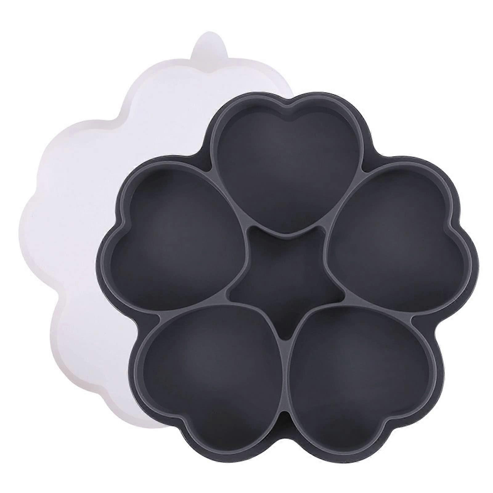 5 Cavity Nonstick Silicone Hamburger Bun Baking Mold Oven Safe Bread Pan Gray