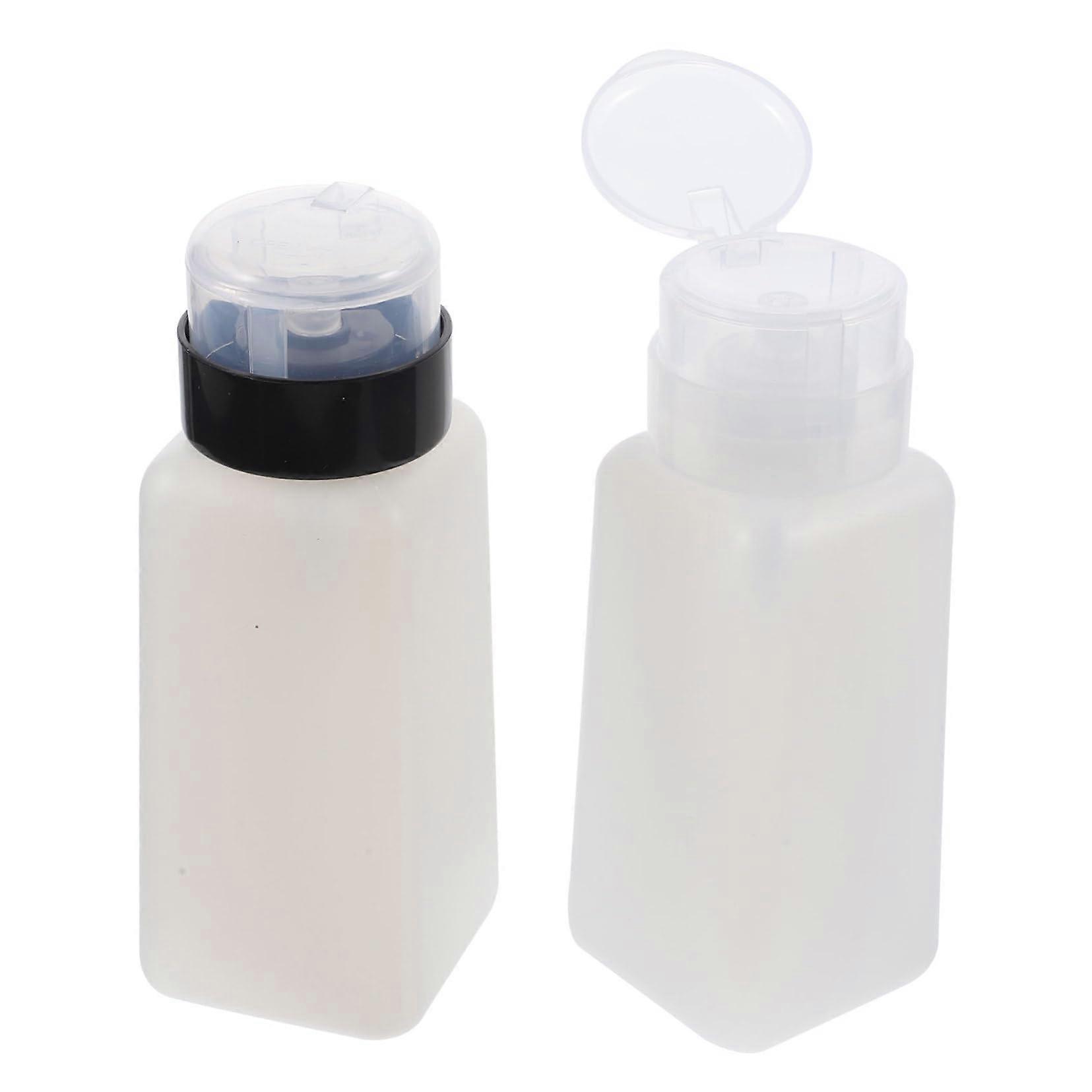 2pcs Nail Polish Remover Pump Bottle PressDown Dispenser Reusable Travel Size Empty Containers