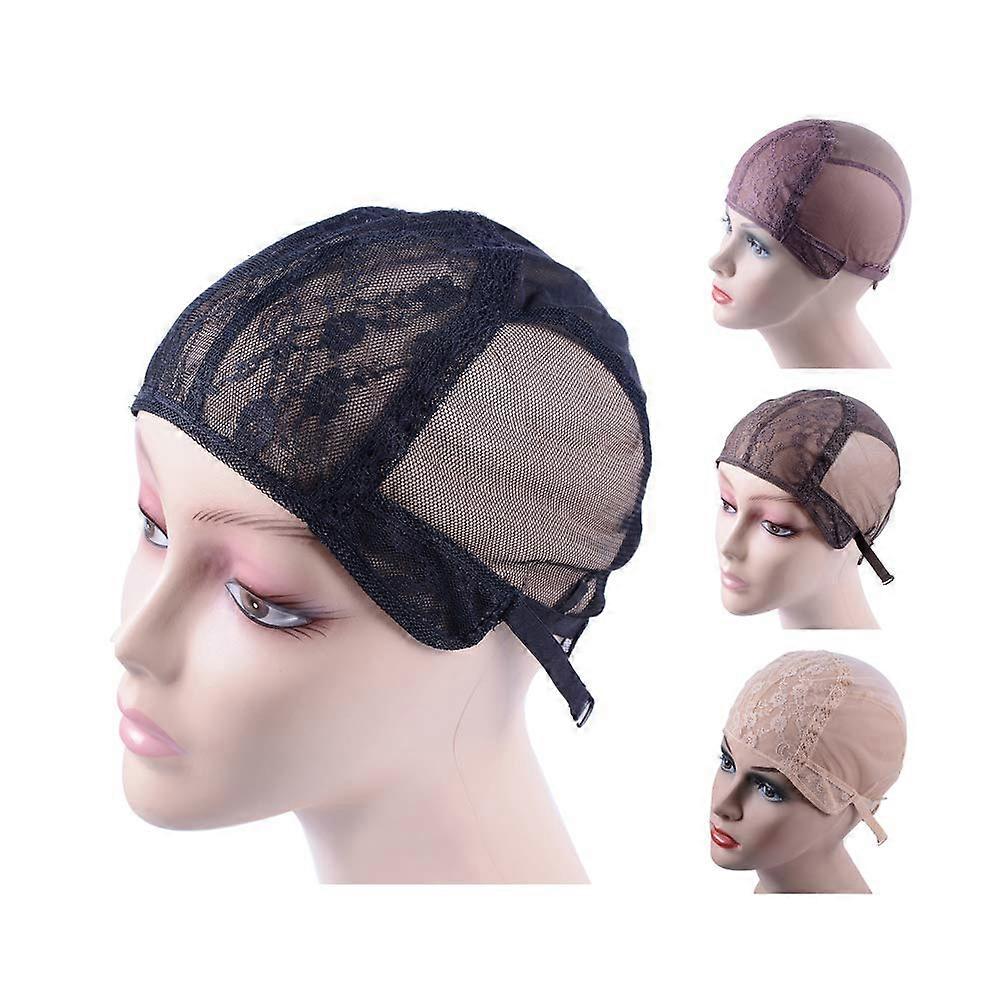 Adjustable Double Lace Wig Making Cap Black M Breathable Fit for Weaving and Secure Placement