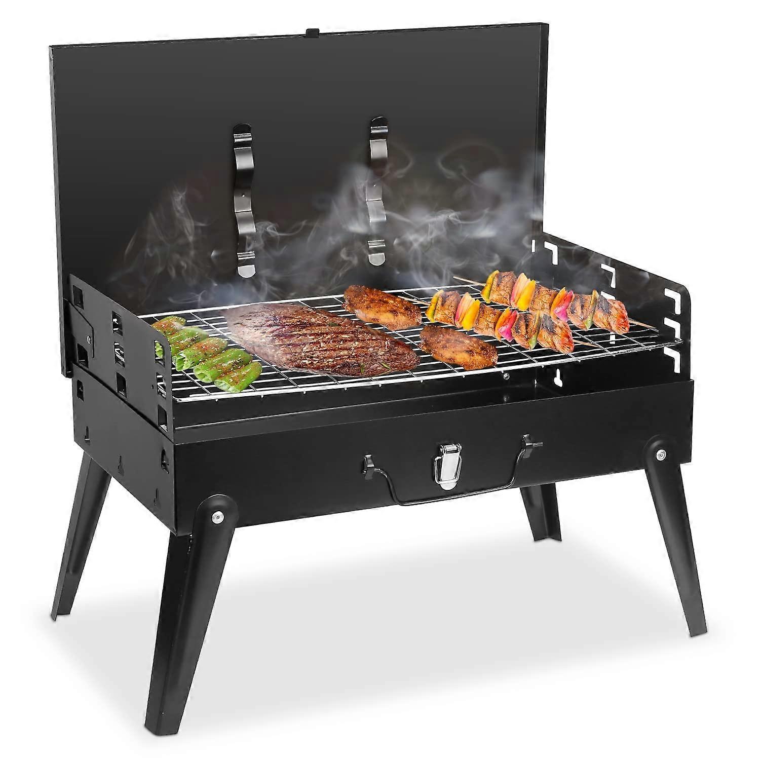 Portable Charcoal Grill with Adjustable Height, Foldable BBQ for Camping, Picnics, Outdoor Cooking