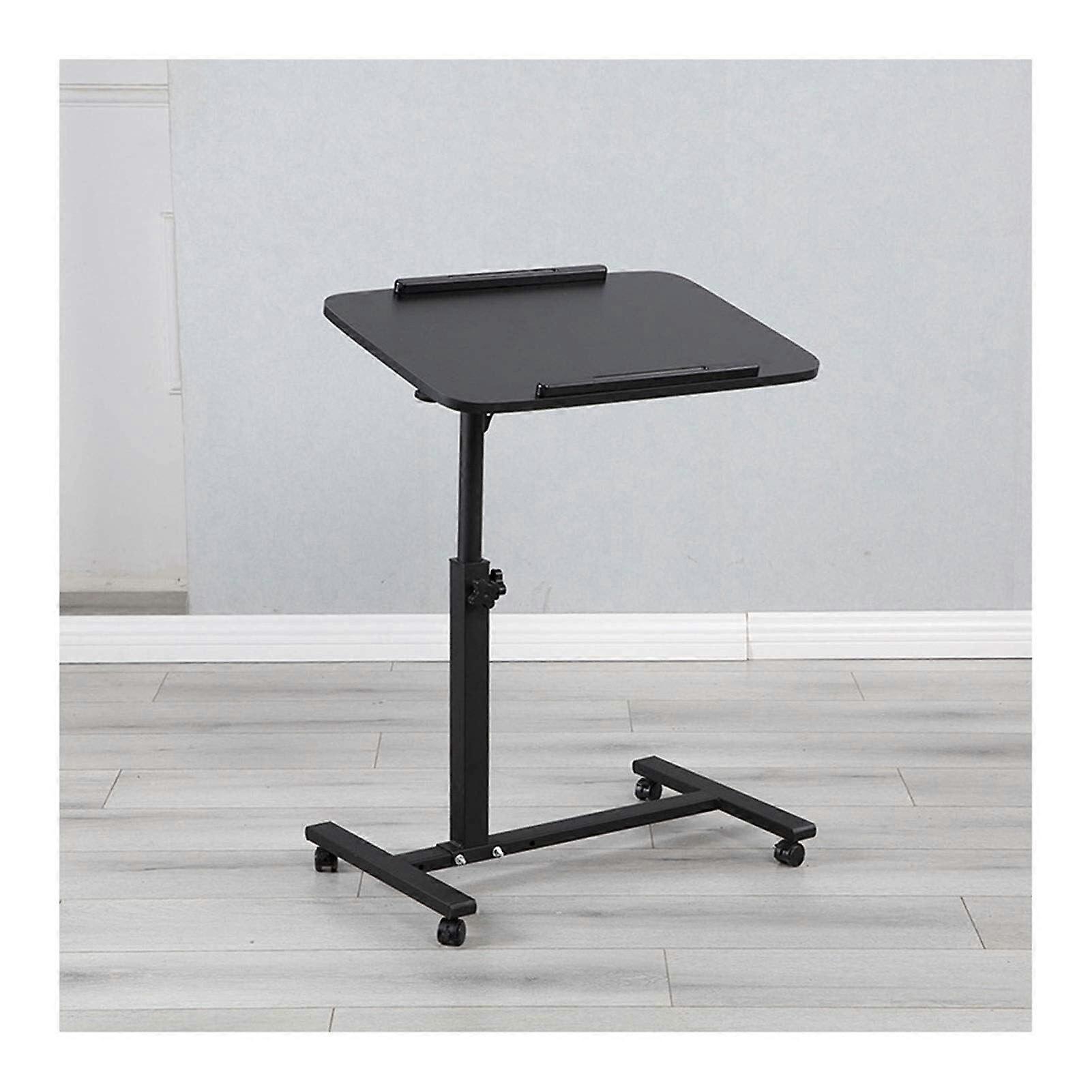 Overbed Table Height Adjustable Laptop Desk for Bedside and Sofa, Compact Black Workstation
