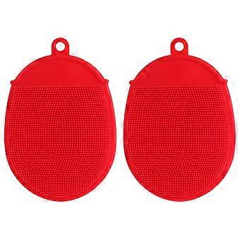 2pcs Silicone Body Scrubber and Scalp Massage Brush for Shower Deep Cleansing and Hair Washing
