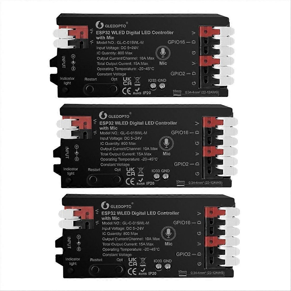  WLED Light Strip Controller ESP32 LED Controller Black