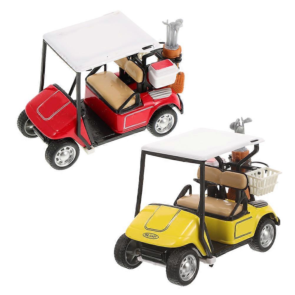 Golf Cart Toy Model with Pull-Back Function 2Pcs Alloy for Decoration