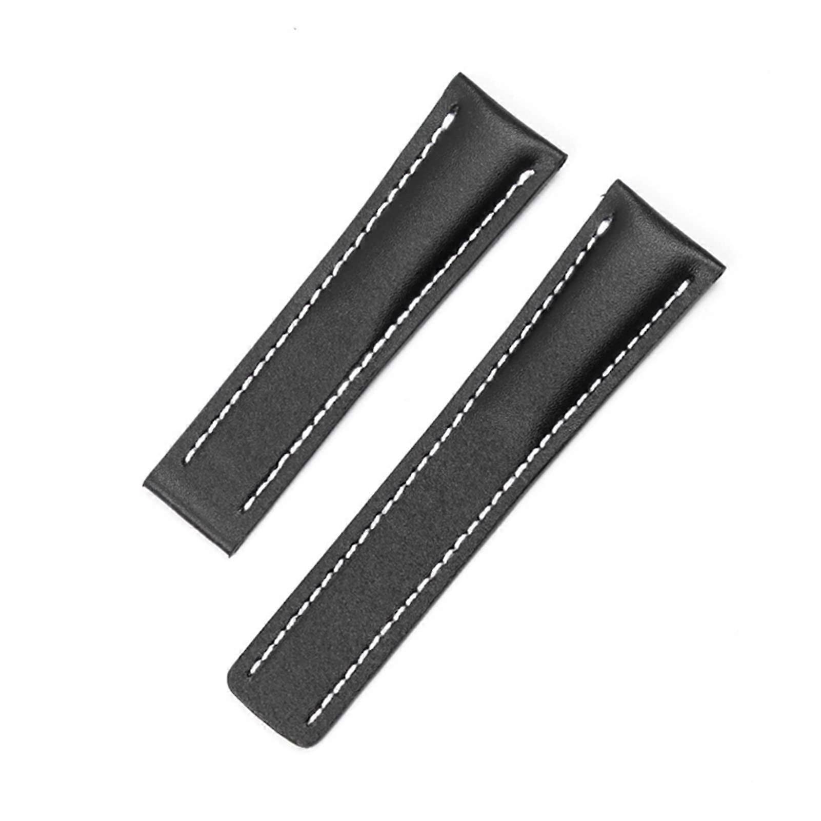 20mm Leather Strap for Breitling Superocean Navitimer Black with