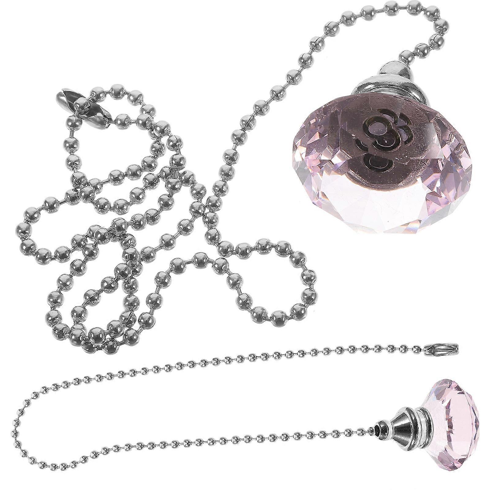 Ceiling Fan Pull Chain Beaded Extender Rhinestone Pull Chain 6Pcs Pink