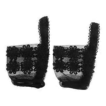 Heel Grips For High Heels 1Pair For Women Adjustable Size Black Lace Anti-loose Shoe Straps