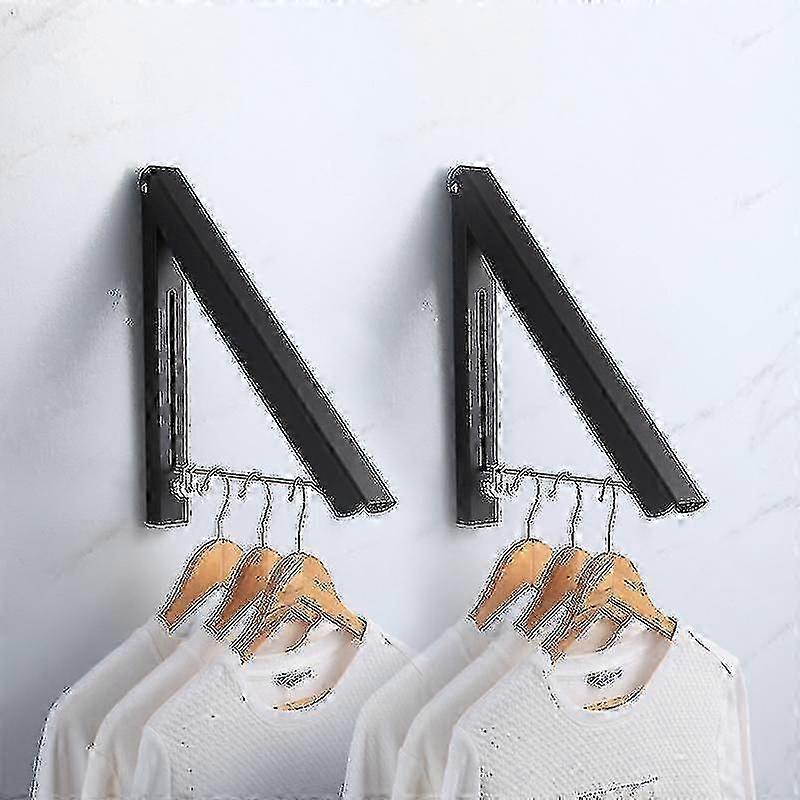 2pack Retractable Wardrobe Bar - Wall-mounted Clothes Rack - Black